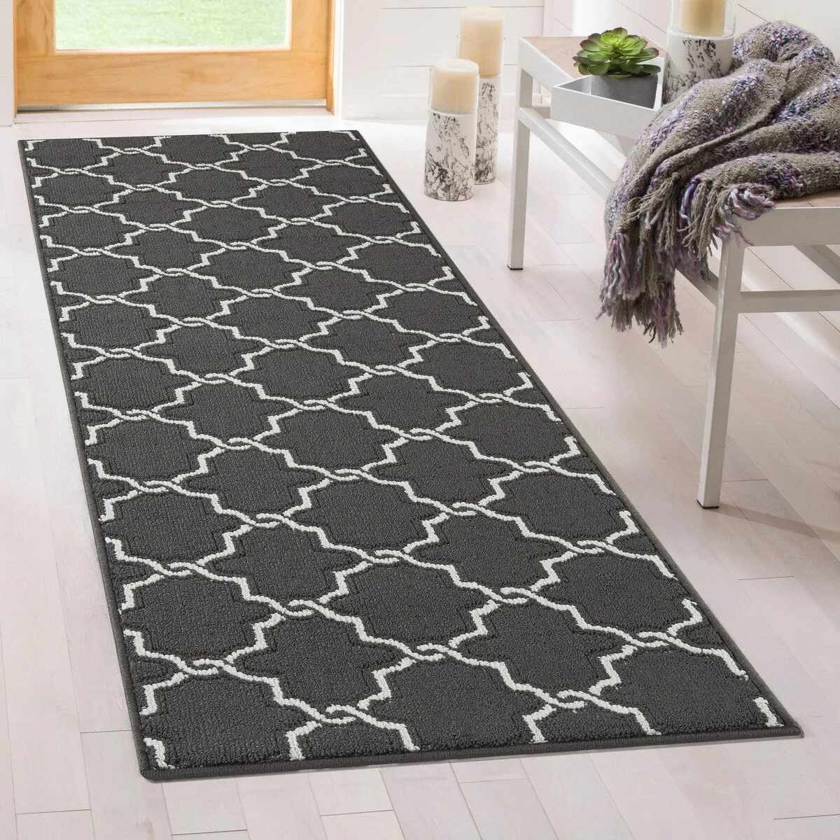 Jean Pierre Tufted Runner Yohan Trellis Rug | Modern Home Dcor Slip-resistant Accent Carpet for Entryway and Hallway