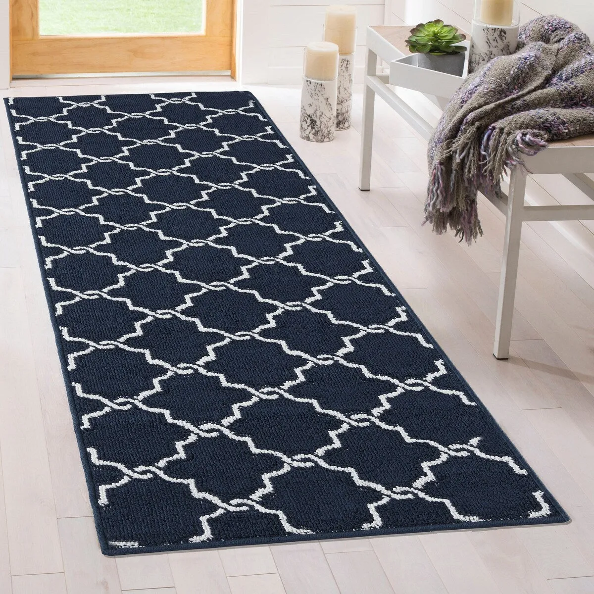 Jean Pierre Tufted Runner Yohan Trellis Rug | Modern Home Dcor Slip-resistant Accent Carpet for Entryway and Hallway