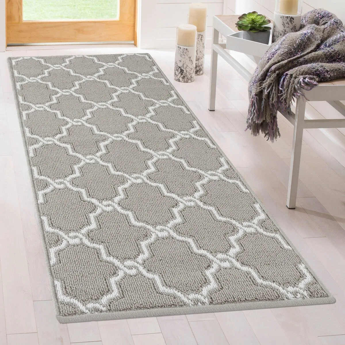 Jean Pierre Tufted Runner Yohan Trellis Rug | Modern Home Dcor Slip-resistant Accent Carpet for Entryway and Hallway