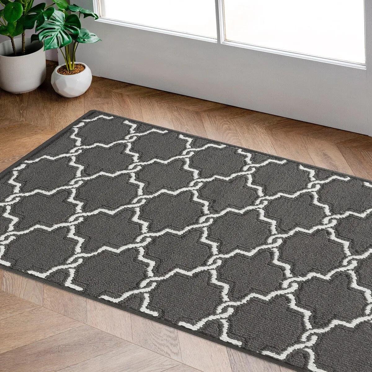 Jean Pierre Tufted Runner Yohan Trellis Rug | Modern Home Dcor Slip-resistant Accent Carpet for Entryway and Hallway