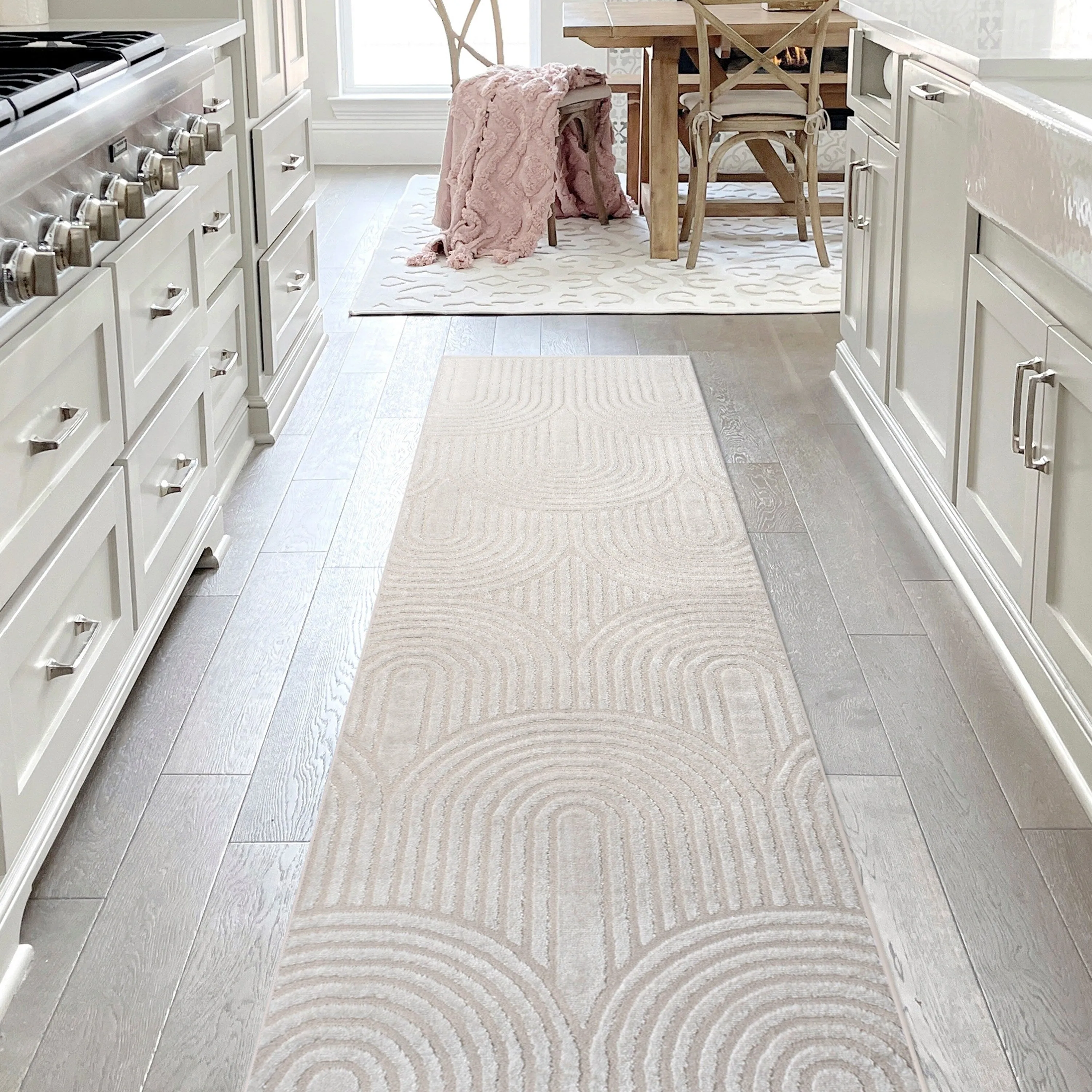 JONATHAN Y Aelius MidCentury Art Deco Striped Arches Two-Tone High-Low Area Rug