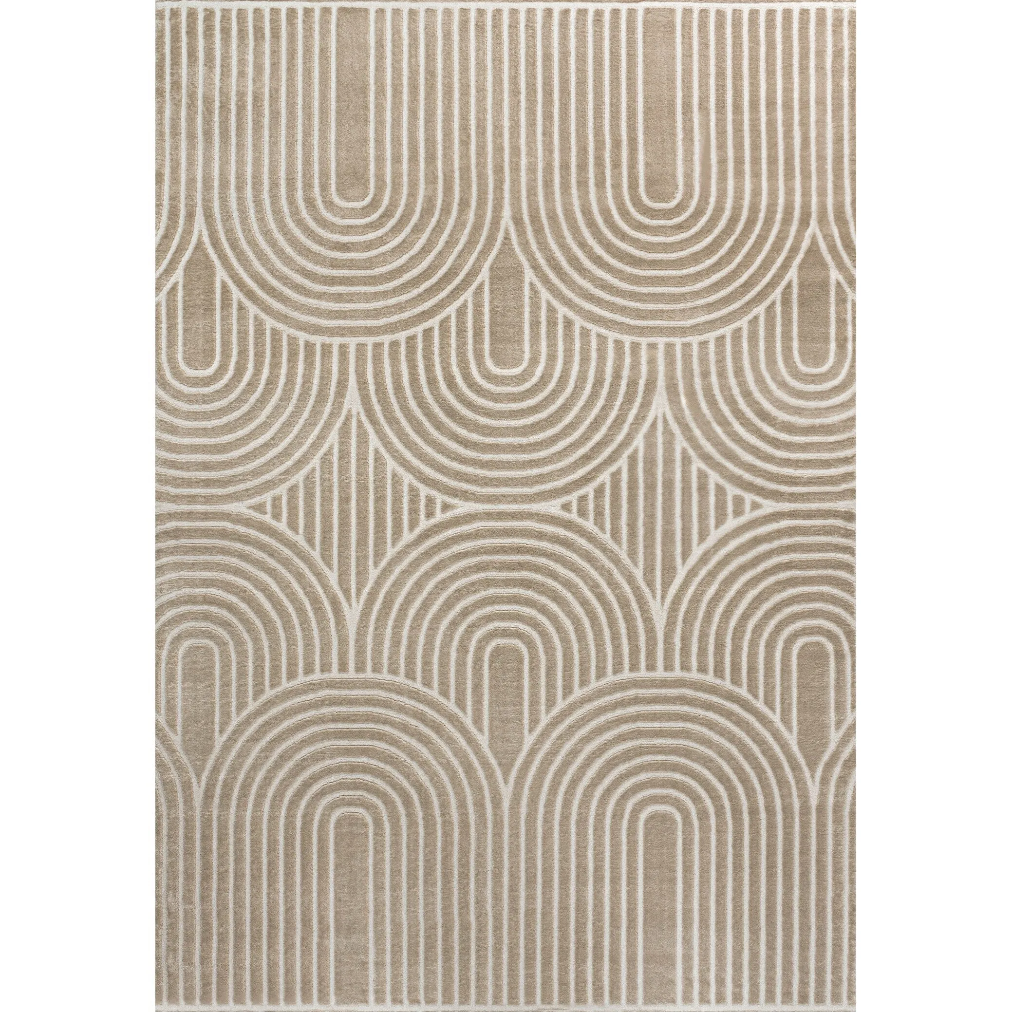 JONATHAN Y Aelius MidCentury Art Deco Striped Arches Two-Tone High-Low Area Rug
