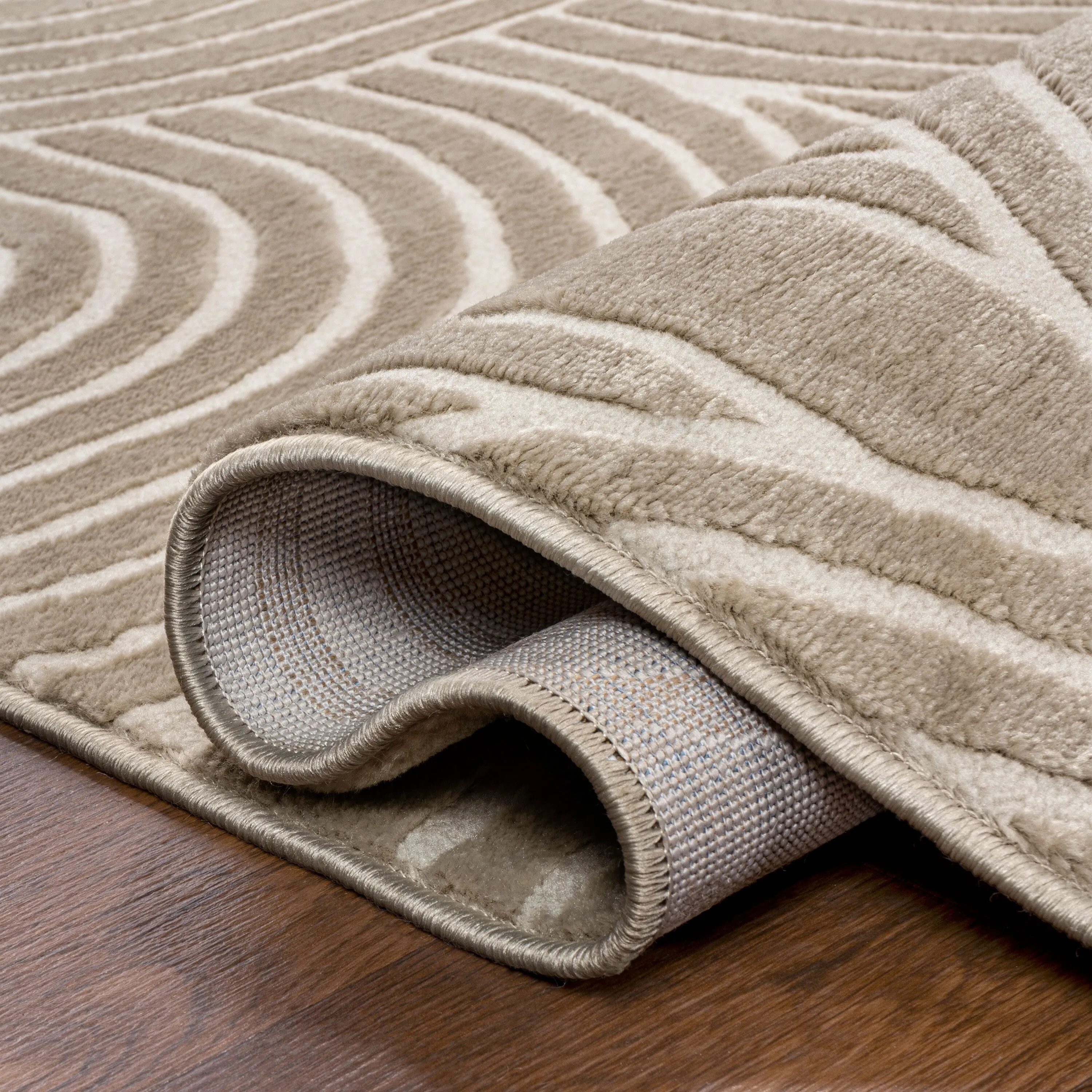 JONATHAN Y Aelius MidCentury Art Deco Striped Arches Two-Tone High-Low Area Rug