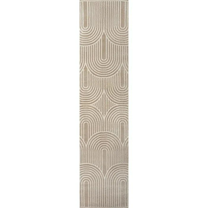 JONATHAN Y Aelius MidCentury Art Deco Striped Arches Two-Tone High-Low Area Rug