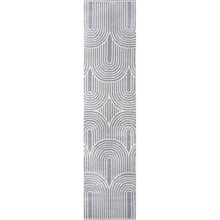 JONATHAN Y Aelius MidCentury Art Deco Striped Arches Two-Tone High-Low Area Rug