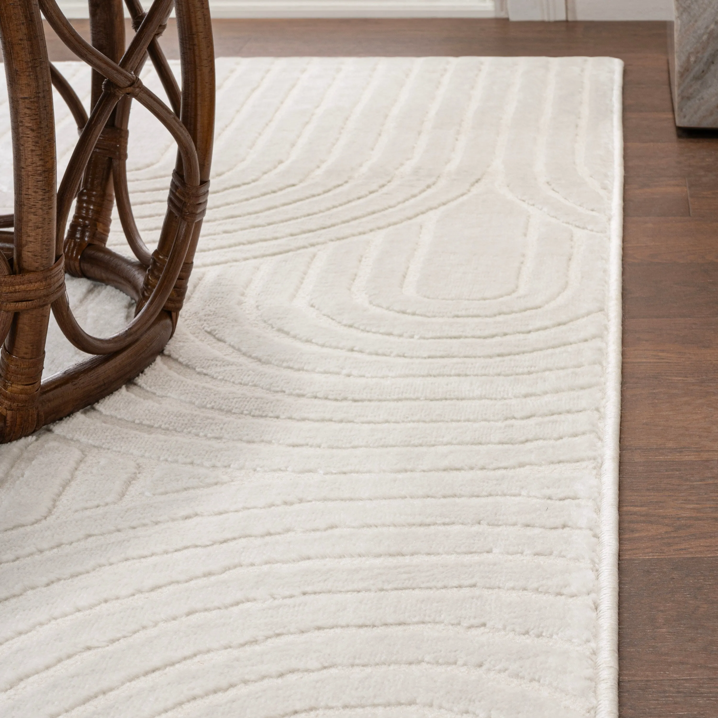 JONATHAN Y Aelius MidCentury Art Deco Striped Arches Two-Tone High-Low Area Rug