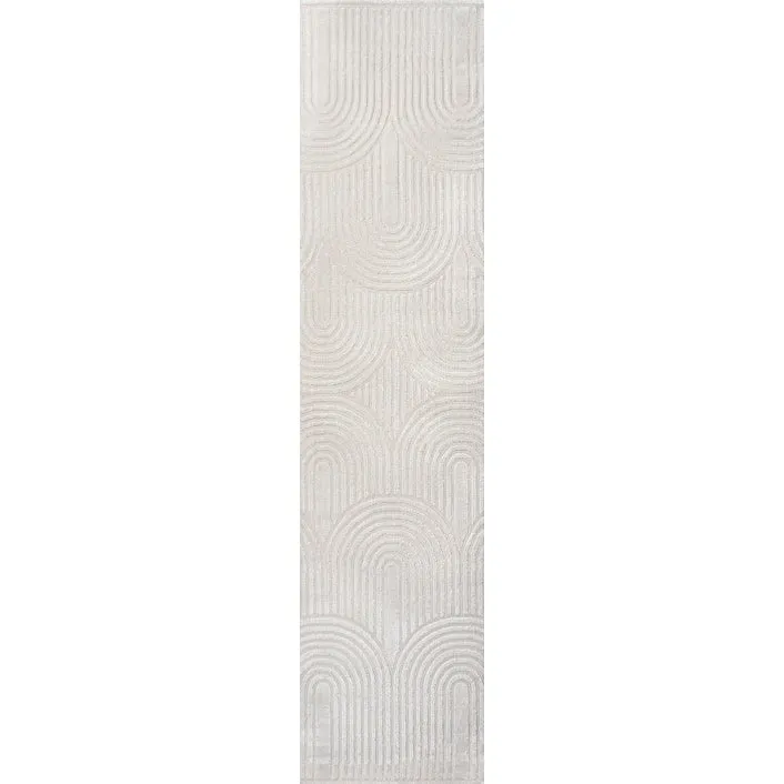 JONATHAN Y Aelius MidCentury Art Deco Striped Arches Two-Tone High-Low Area Rug