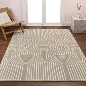 JONATHAN Y Aelius MidCentury Art Deco Striped Arches Two-Tone High-Low Area Rug
