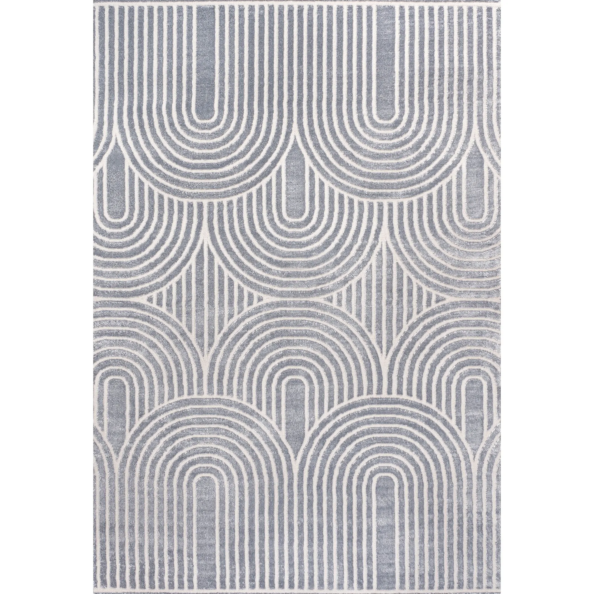 JONATHAN Y Aelius MidCentury Art Deco Striped Arches Two-Tone High-Low Area Rug