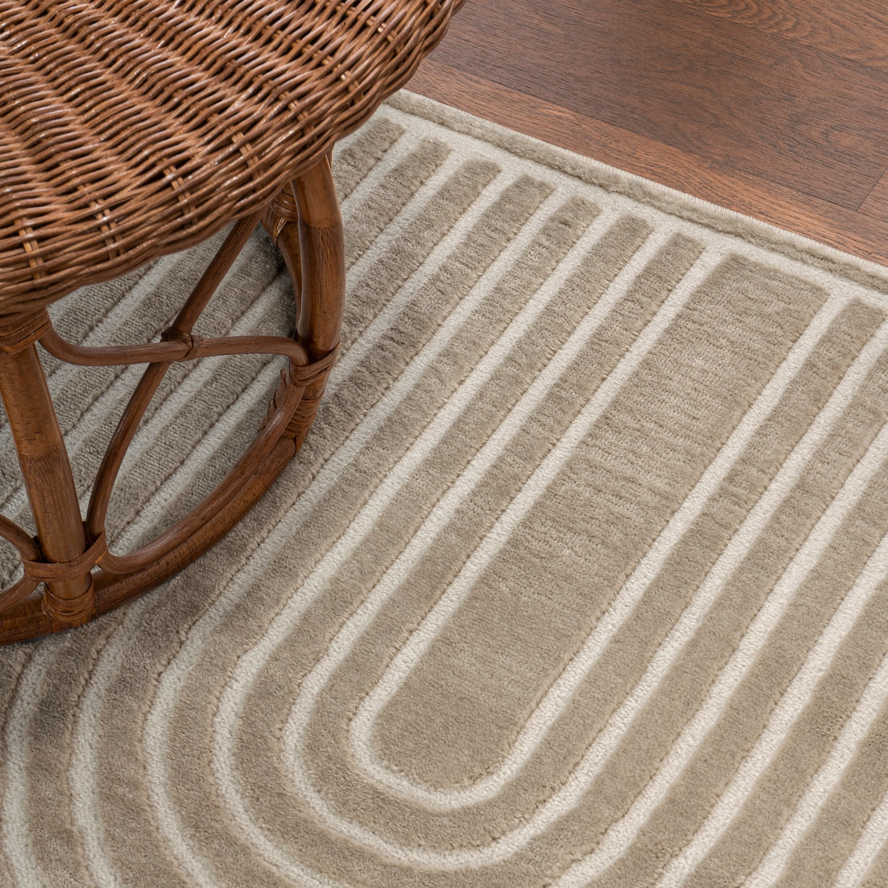 JONATHAN Y Aelius MidCentury Art Deco Striped Arches Two-Tone High-Low Area Rug