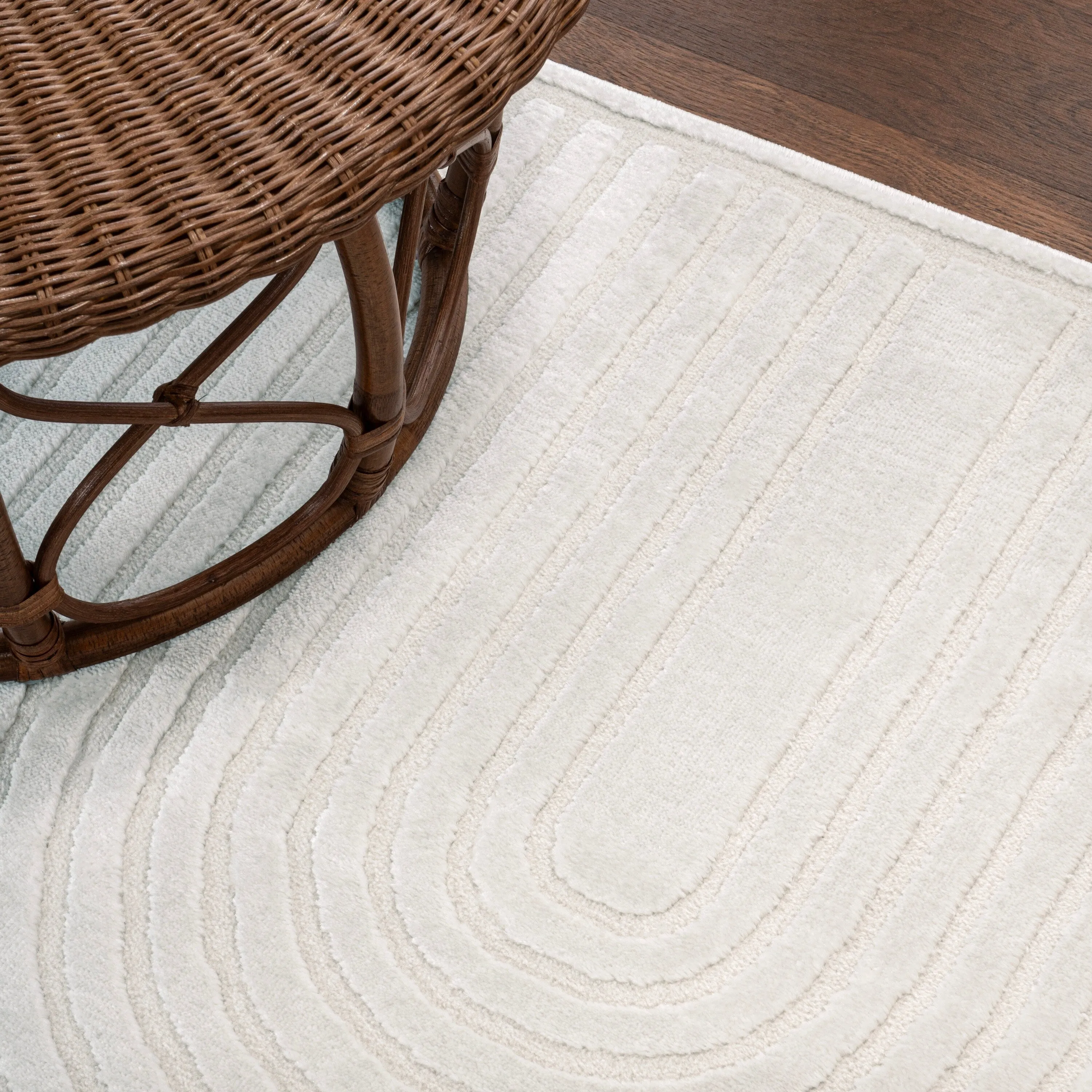 JONATHAN Y Aelius MidCentury Art Deco Striped Arches Two-Tone High-Low Area Rug