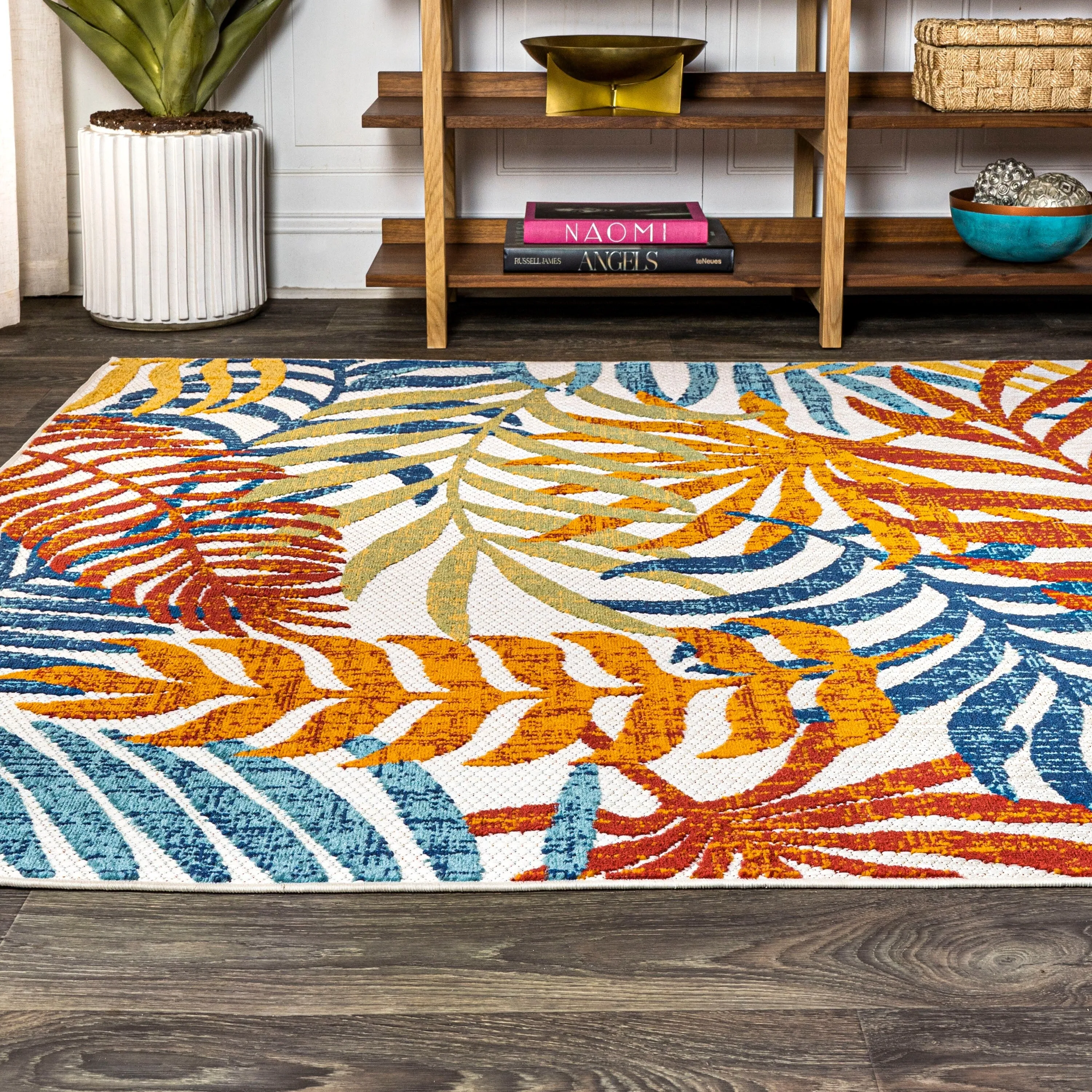 JONATHAN Y Aydin Palm Leaves Indoor/Outdoor Area Rug