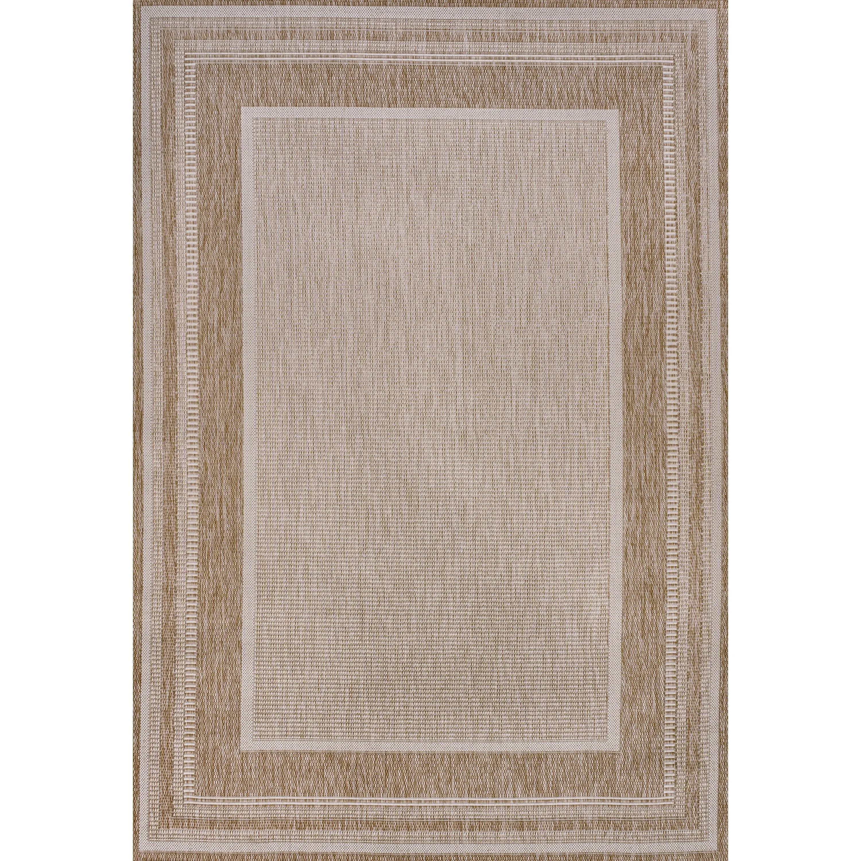 JONATHAN Y Dover Classic Casual Border Stripe Beige/Cream Indoor/Outdoor Area Rug
