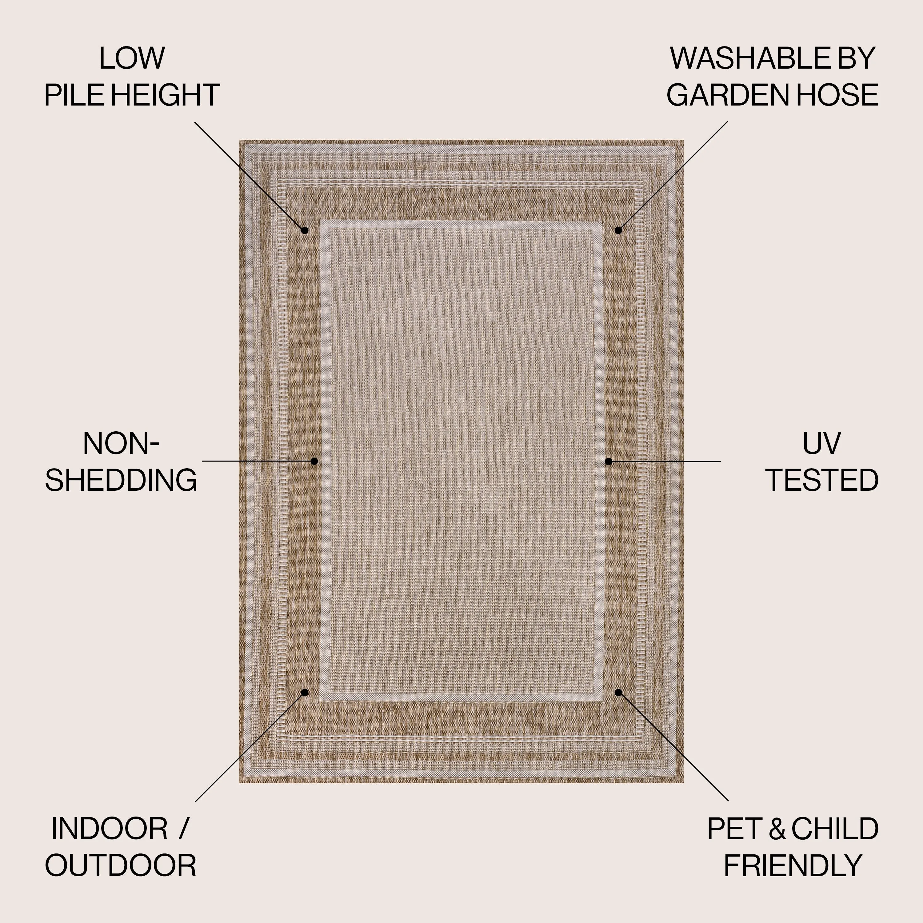 JONATHAN Y Dover Classic Casual Border Stripe Beige/Cream Indoor/Outdoor Area Rug