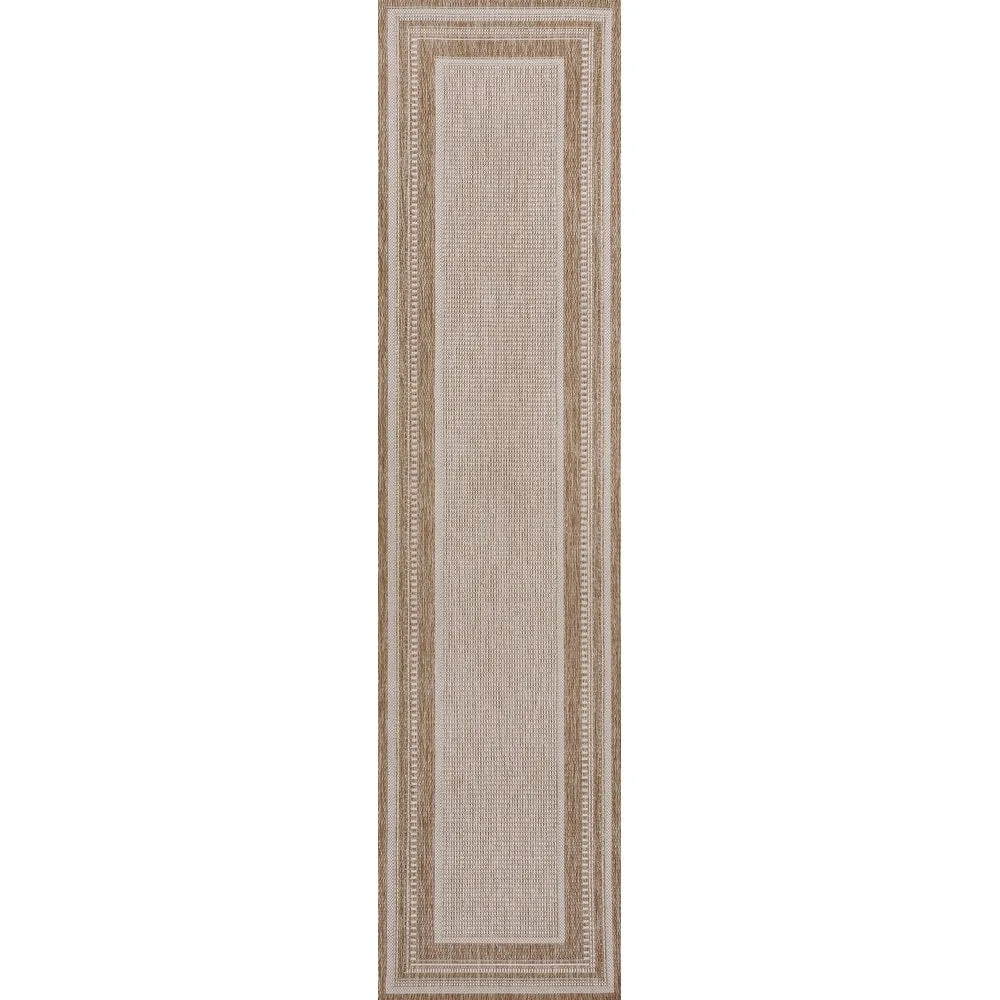 JONATHAN Y Dover Classic Casual Border Stripe Beige/Cream Indoor/Outdoor Area Rug