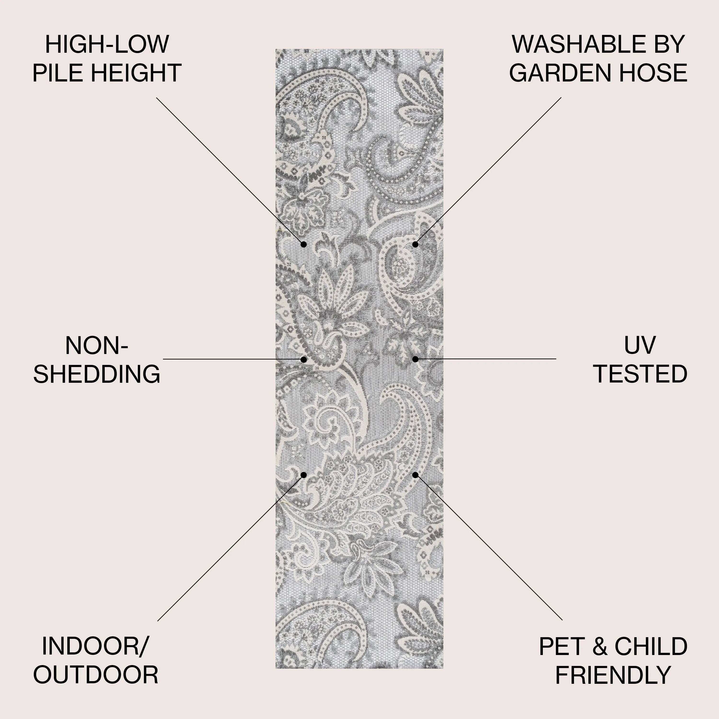 JONATHAN Y Lucena Paisley High-Low Indoor/Outdoor Area Rug