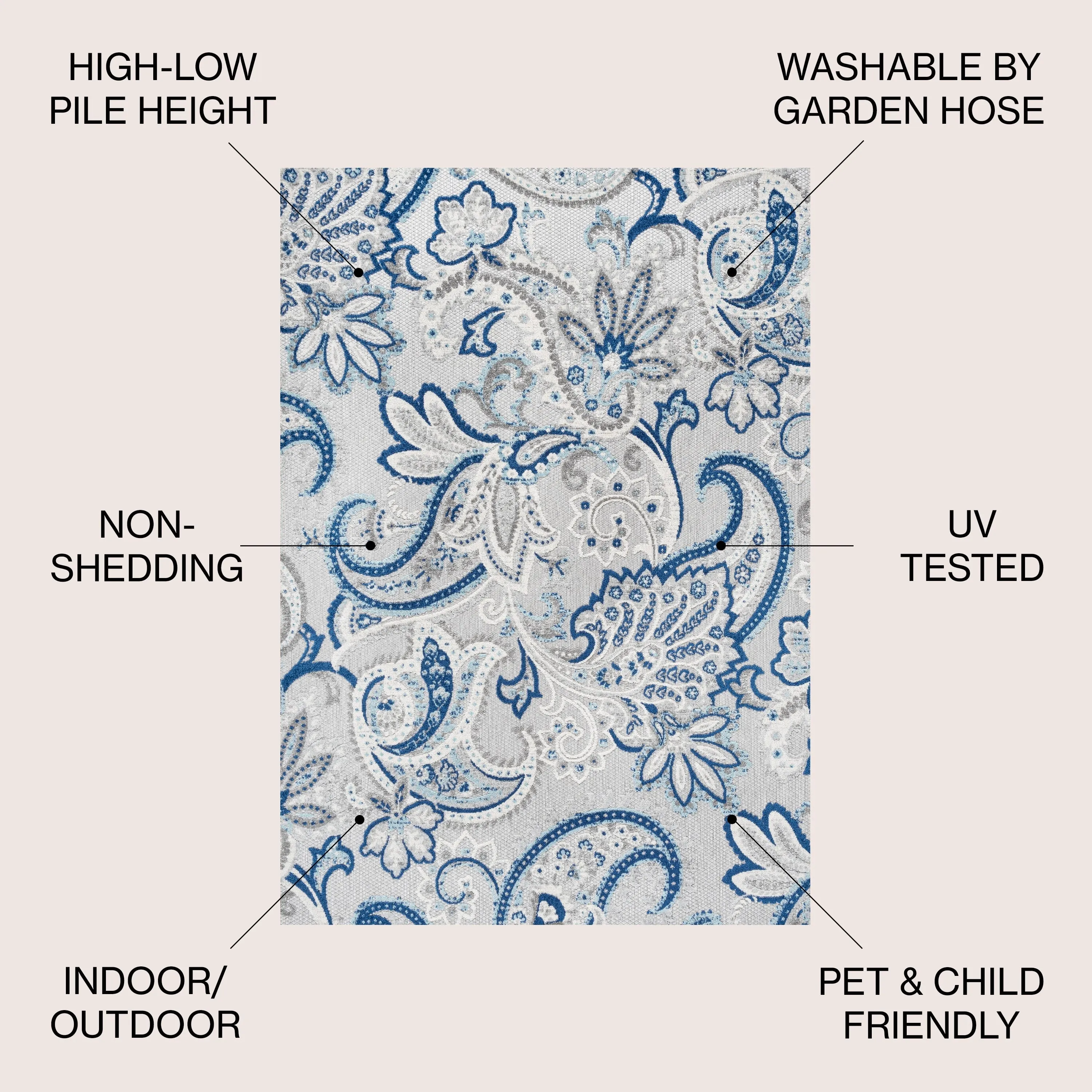 JONATHAN Y Lucena Paisley High-Low Indoor/Outdoor Area Rug