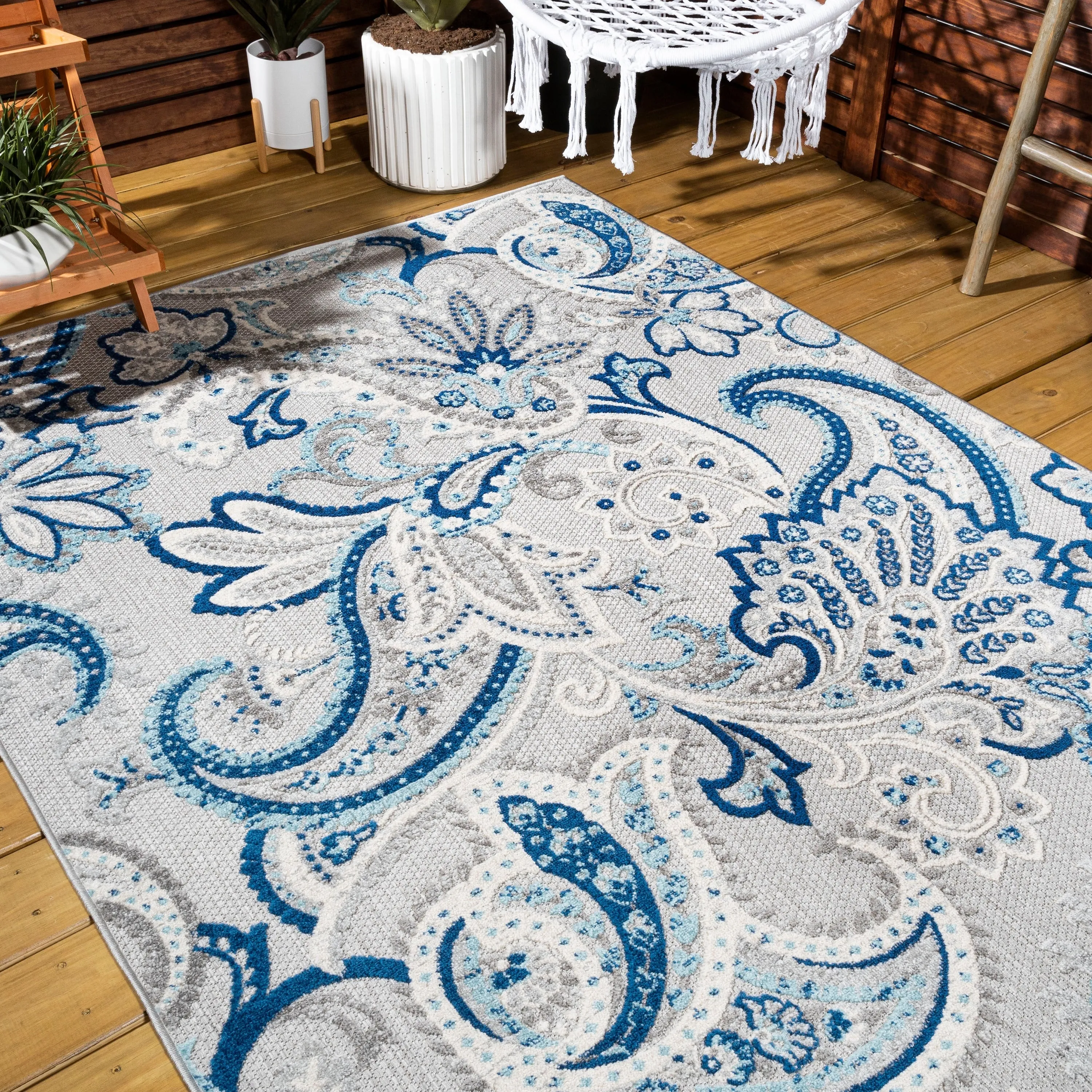 JONATHAN Y Lucena Paisley High-Low Indoor/Outdoor Area Rug