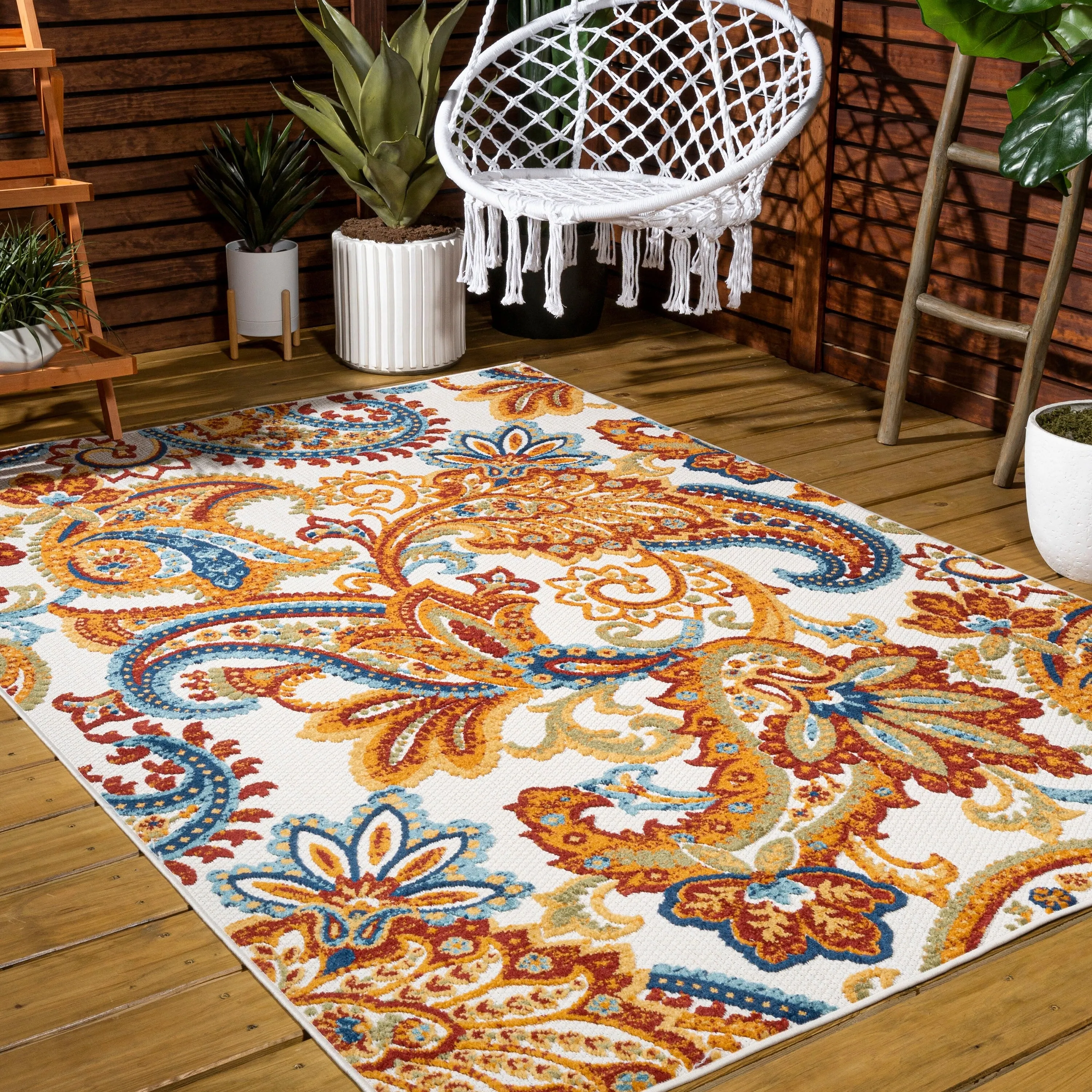 JONATHAN Y Lucena Paisley High-Low Indoor/Outdoor Area Rug
