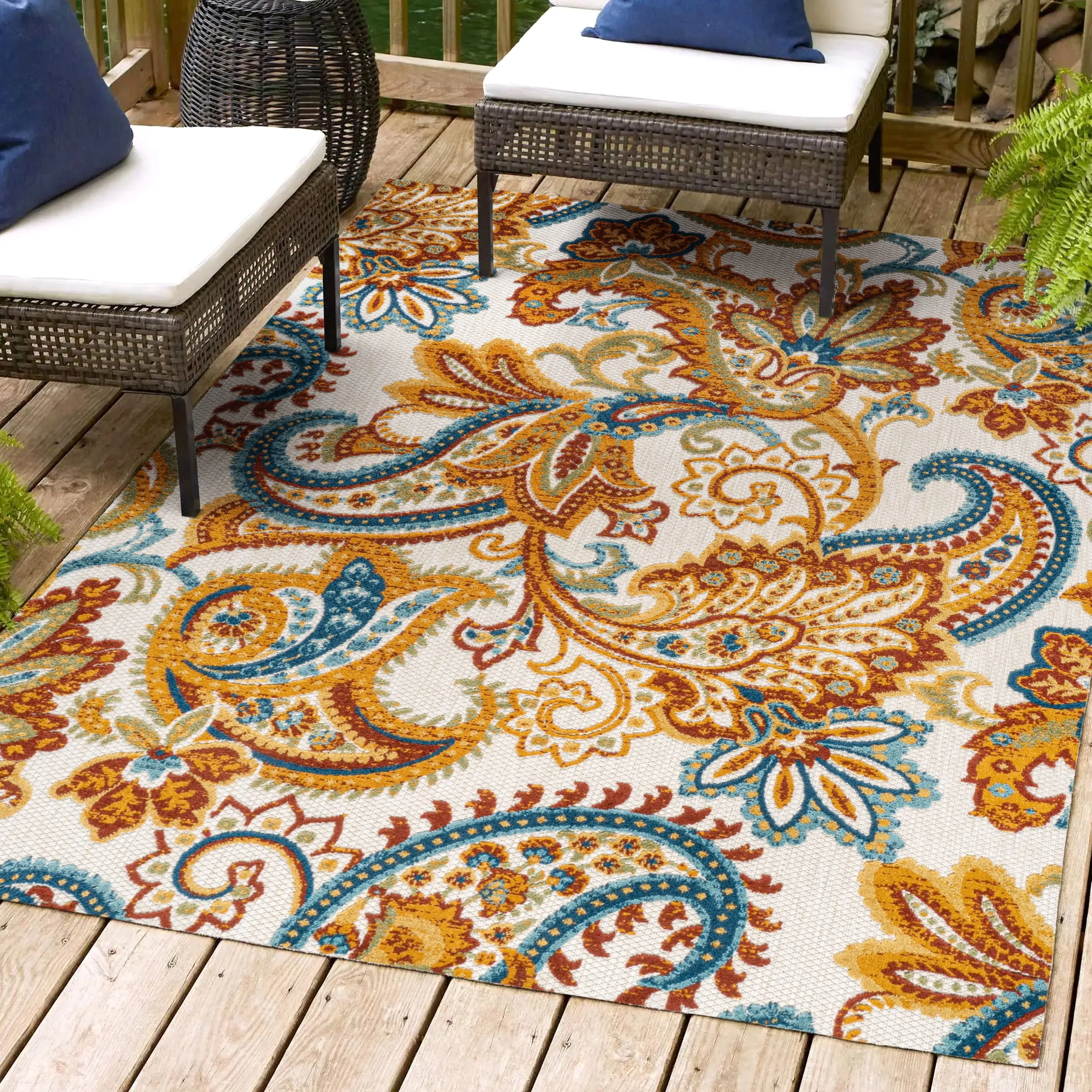 JONATHAN Y Lucena Paisley High-Low Indoor/Outdoor Area Rug