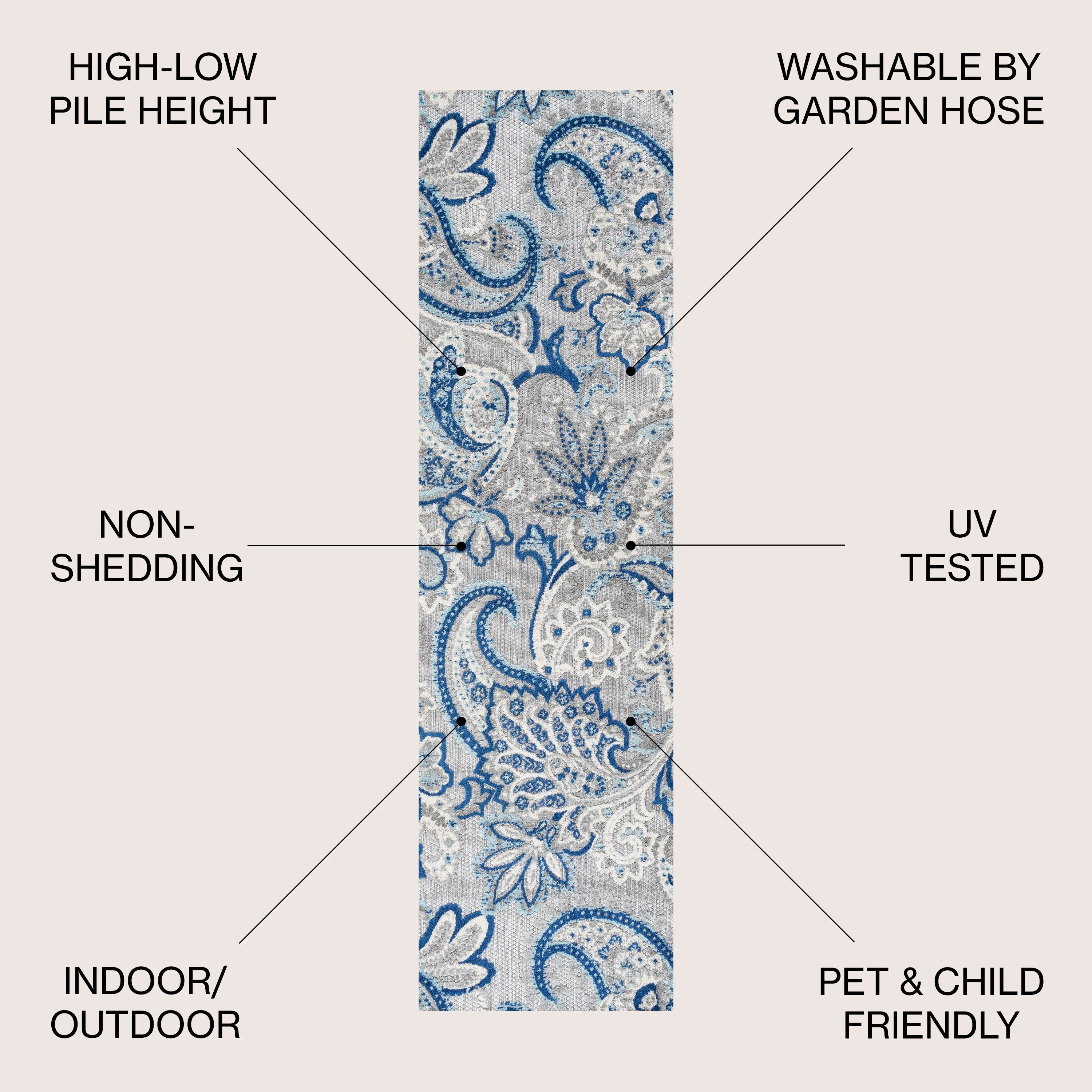 JONATHAN Y Lucena Paisley High-Low Indoor/Outdoor Area Rug