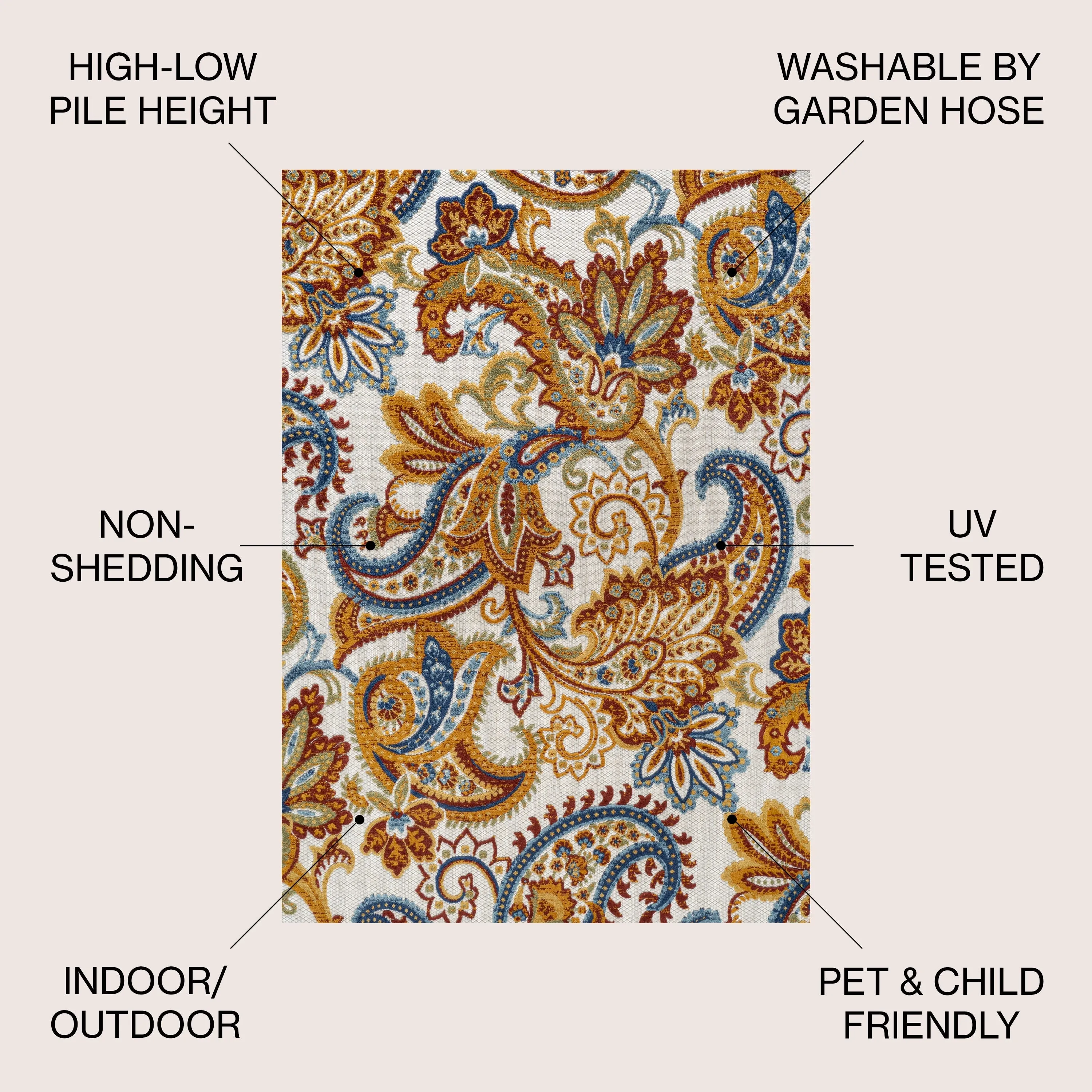 JONATHAN Y Lucena Paisley High-Low Indoor/Outdoor Area Rug