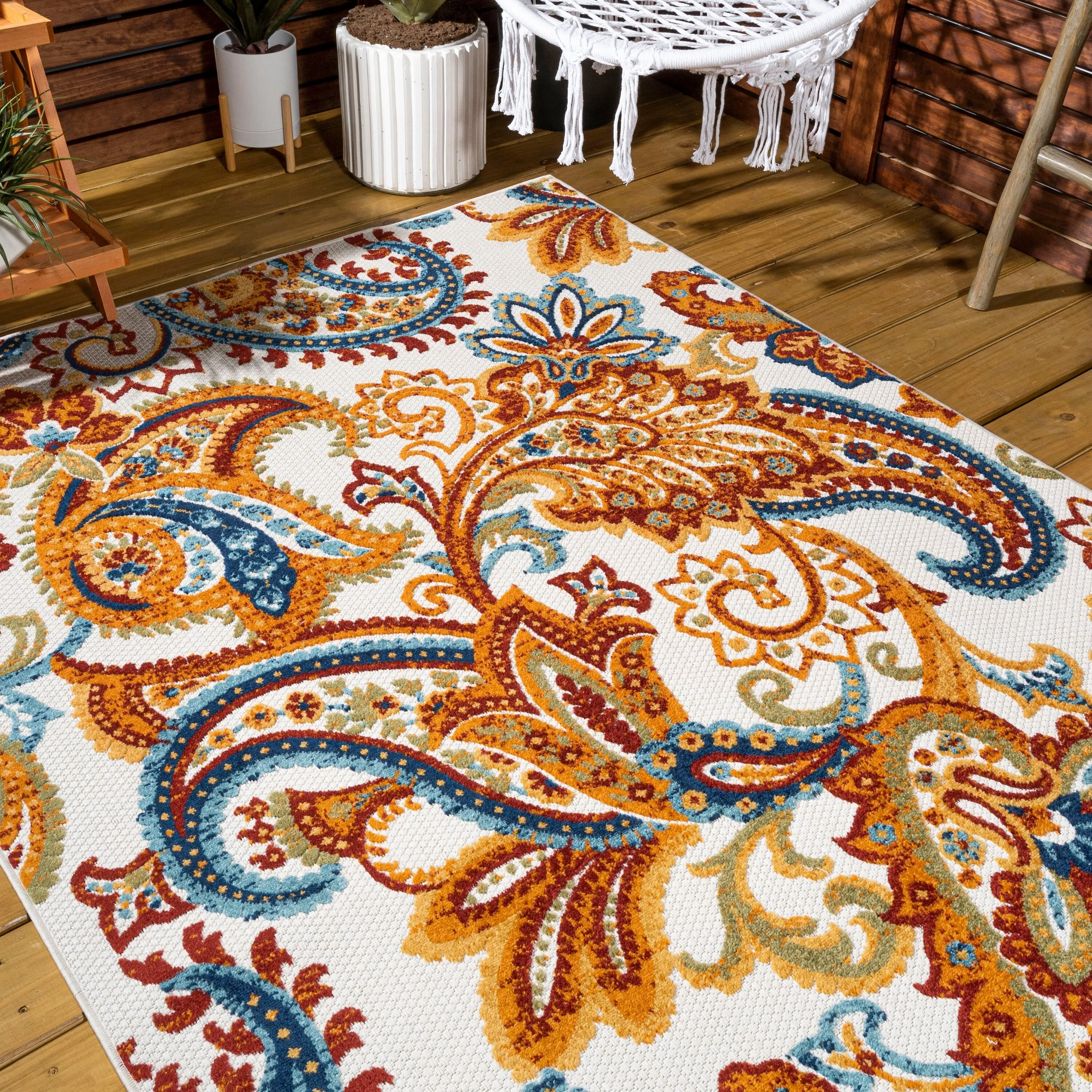 JONATHAN Y Lucena Paisley High-Low Indoor/Outdoor Area Rug