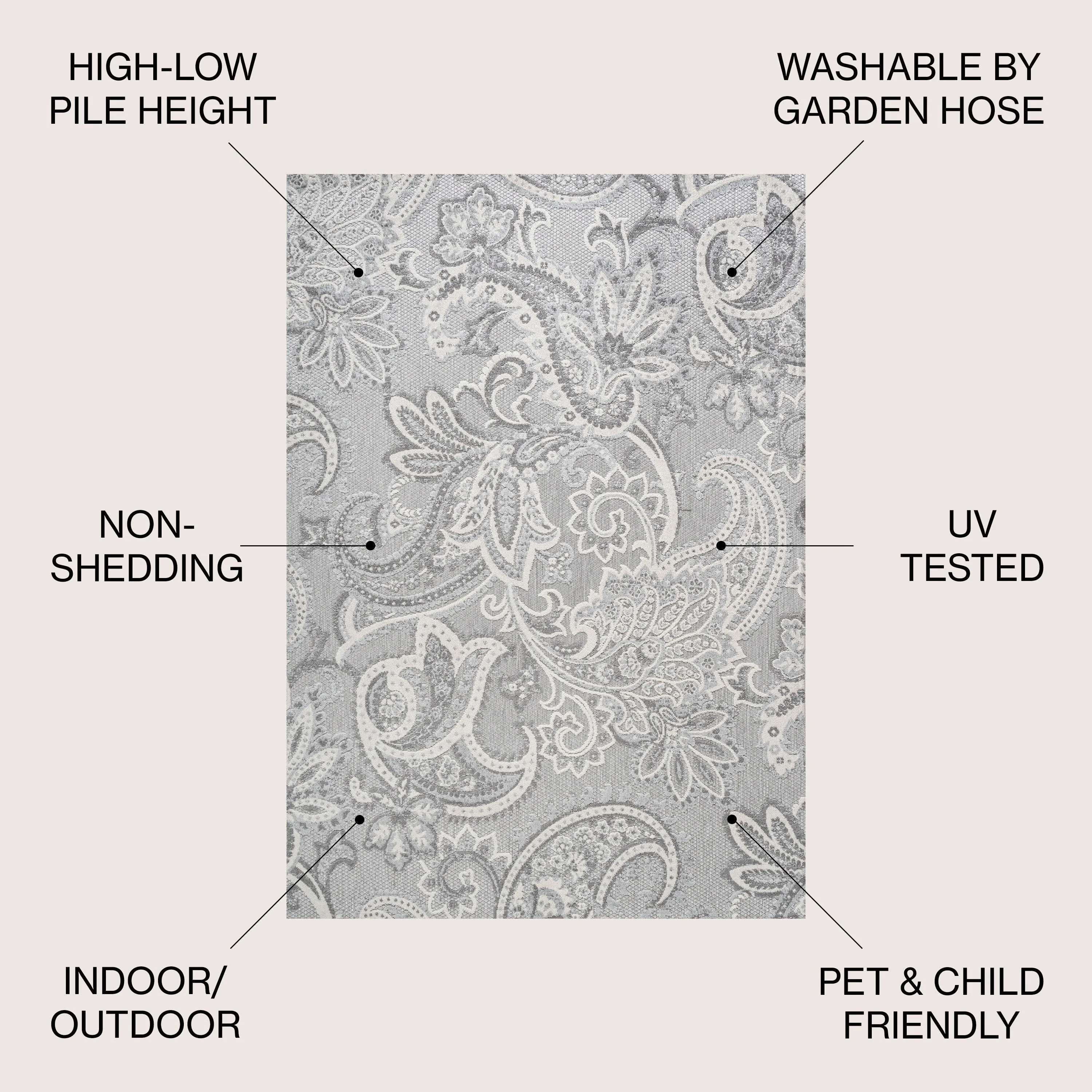 JONATHAN Y Lucena Paisley High-Low Indoor/Outdoor Area Rug