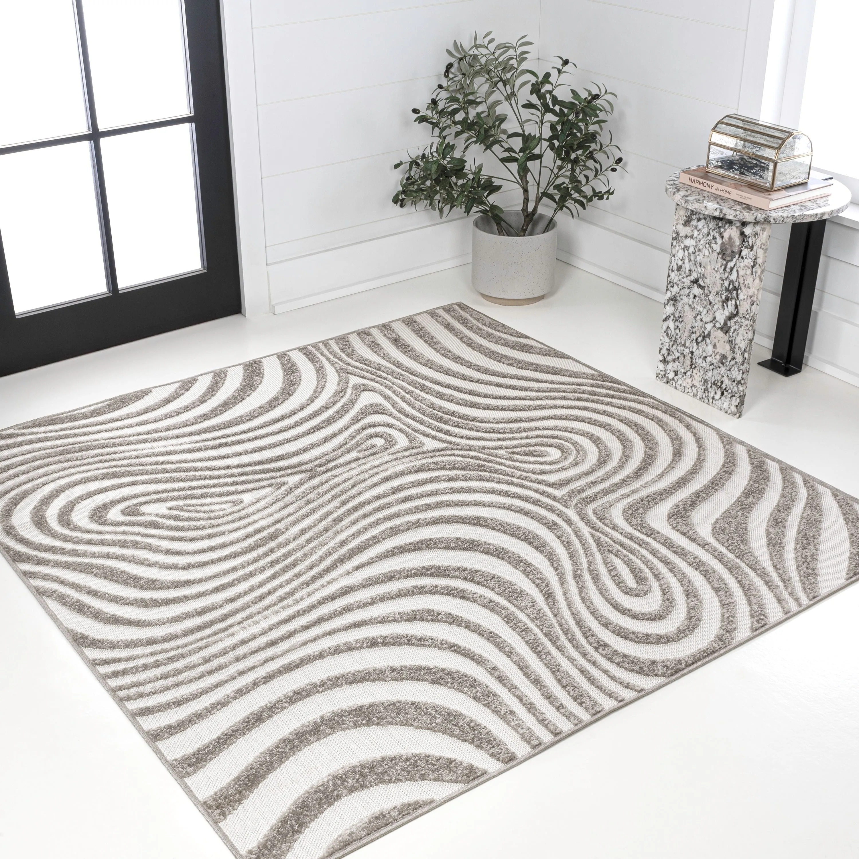 JONATHAN Y Nordby Abstract Groovy Striped Area Rug