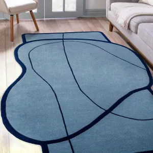 JONATHAN Y Retro Coastal Geometric Border Handwoven Wool Area Rug