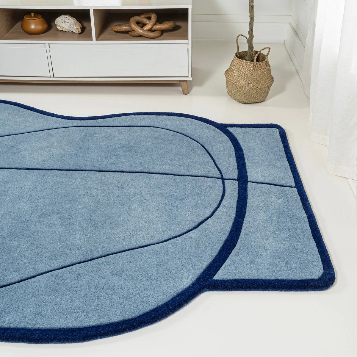 JONATHAN Y Retro Coastal Geometric Border Handwoven Wool Area Rug