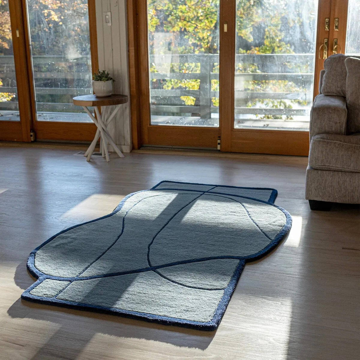 JONATHAN Y Retro Coastal Geometric Border Handwoven Wool Area Rug