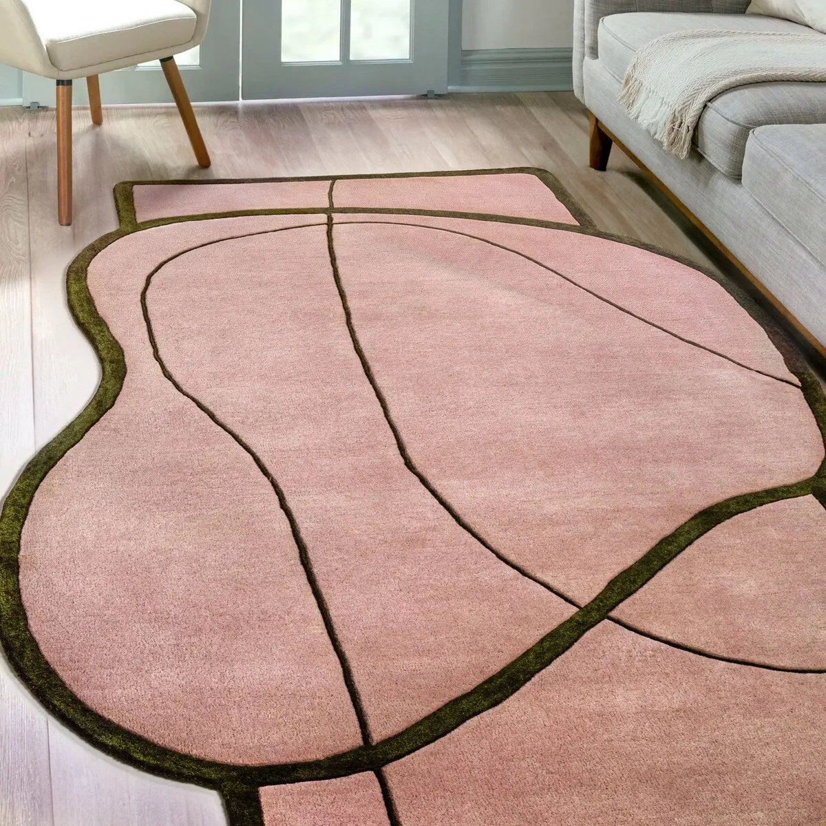 JONATHAN Y Retro Coastal Geometric Border Handwoven Wool Area Rug