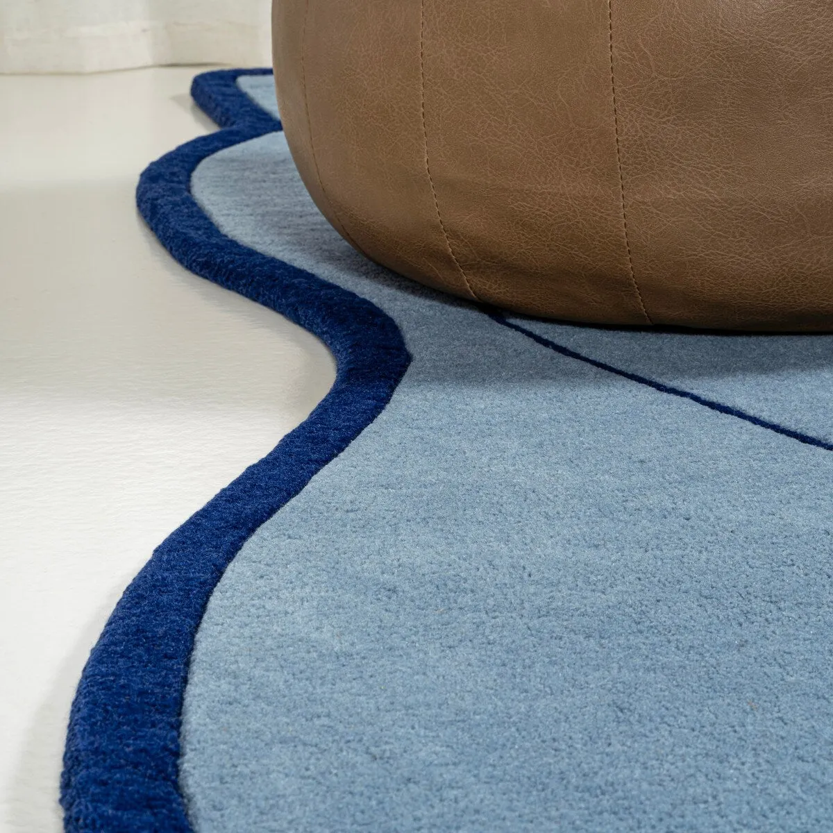 JONATHAN Y Retro Coastal Geometric Border Handwoven Wool Area Rug