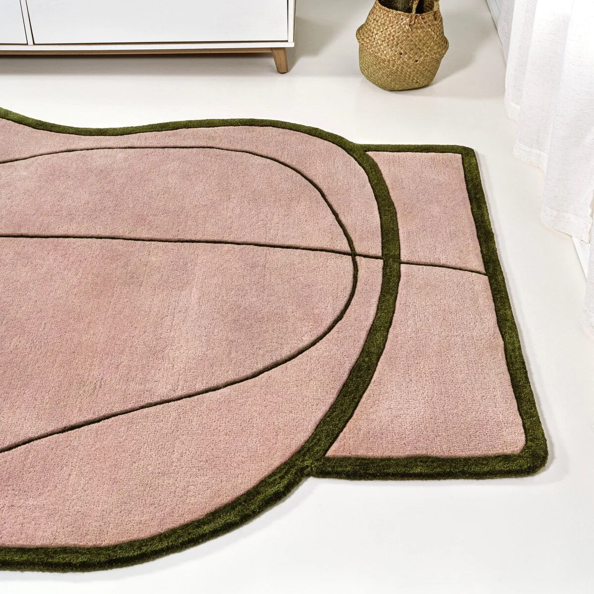 JONATHAN Y Retro Coastal Geometric Border Handwoven Wool Area Rug