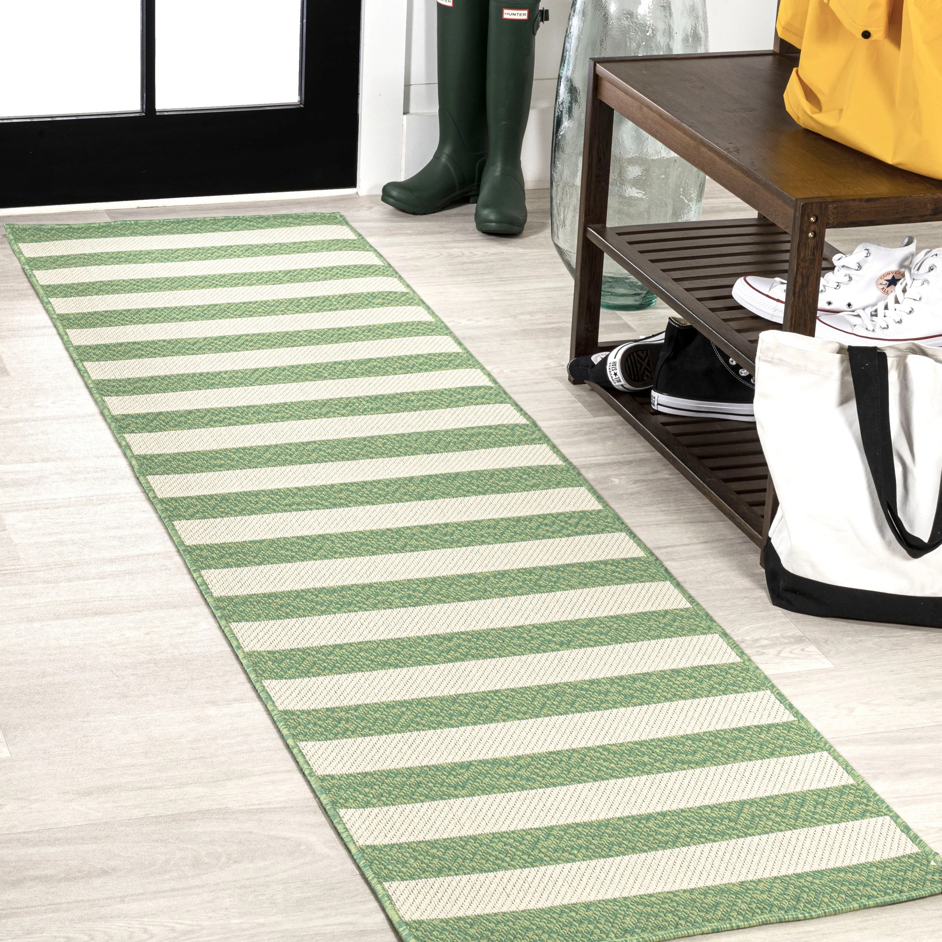 JONATHAN Y Vinales Two-Tone Wide Stripe Indoor/Outdoor Area Rug