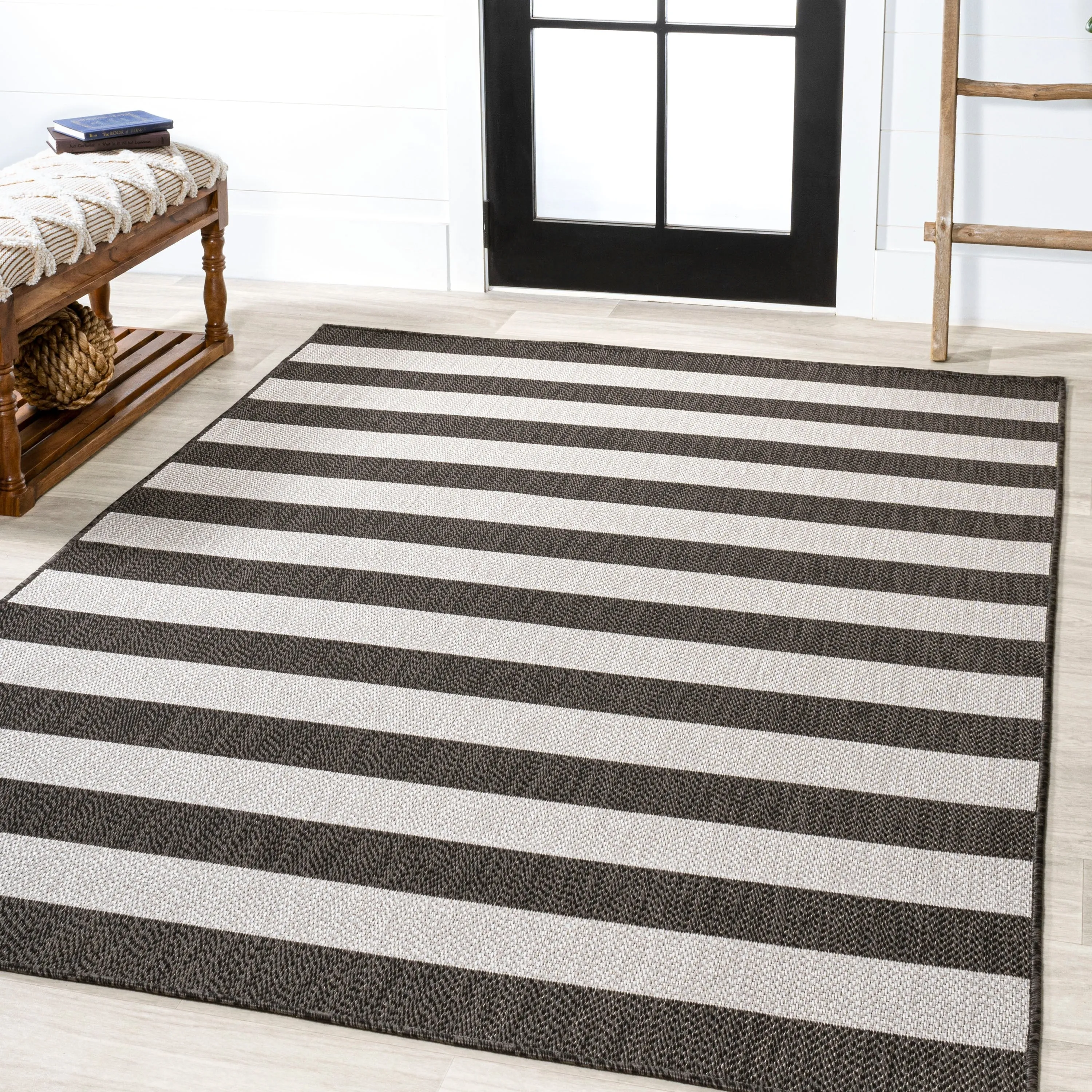 JONATHAN Y Vinales Two-Tone Wide Stripe Indoor/Outdoor Area Rug