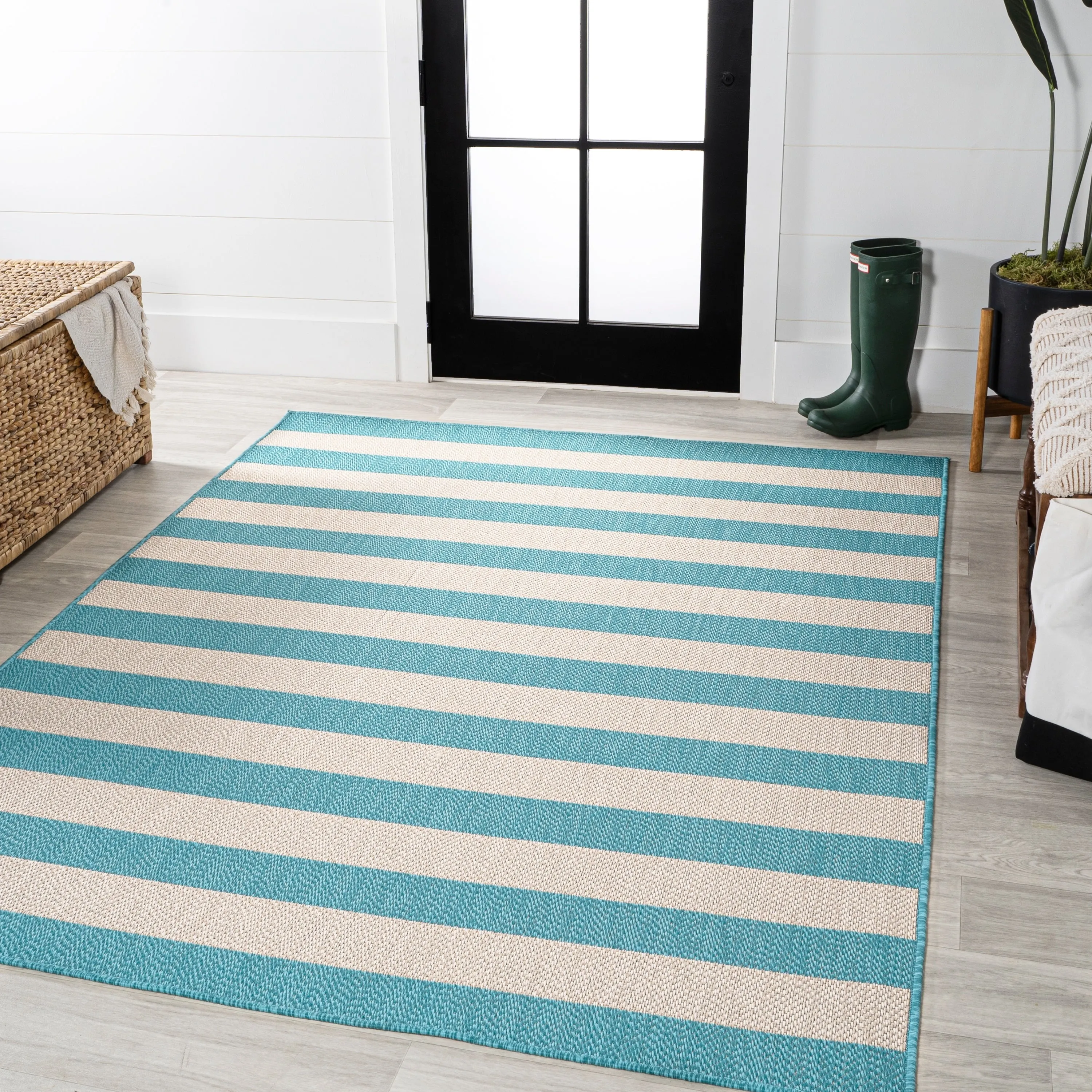 JONATHAN Y Vinales Two-Tone Wide Stripe Indoor/Outdoor Area Rug