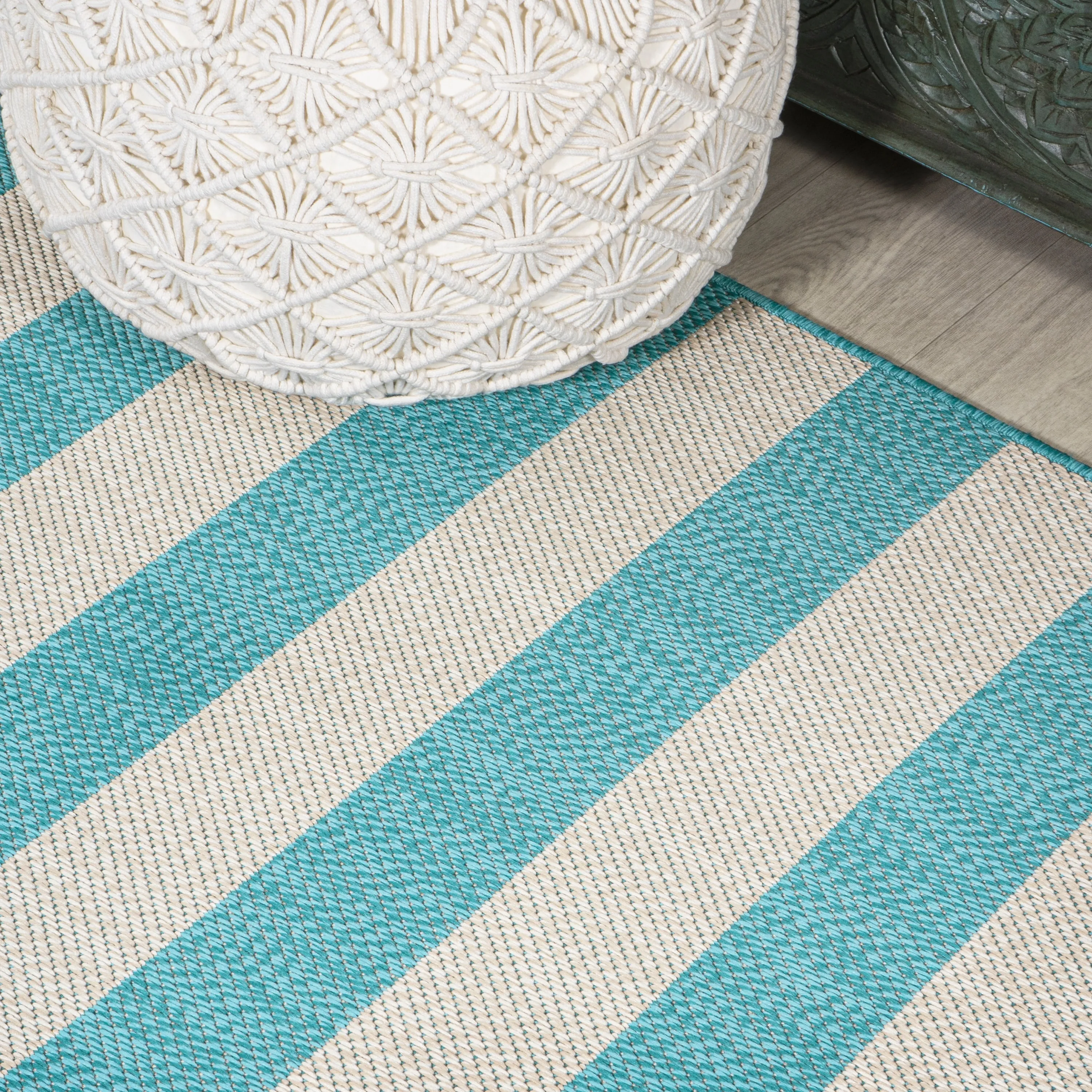 JONATHAN Y Vinales Two-Tone Wide Stripe Indoor/Outdoor Area Rug
