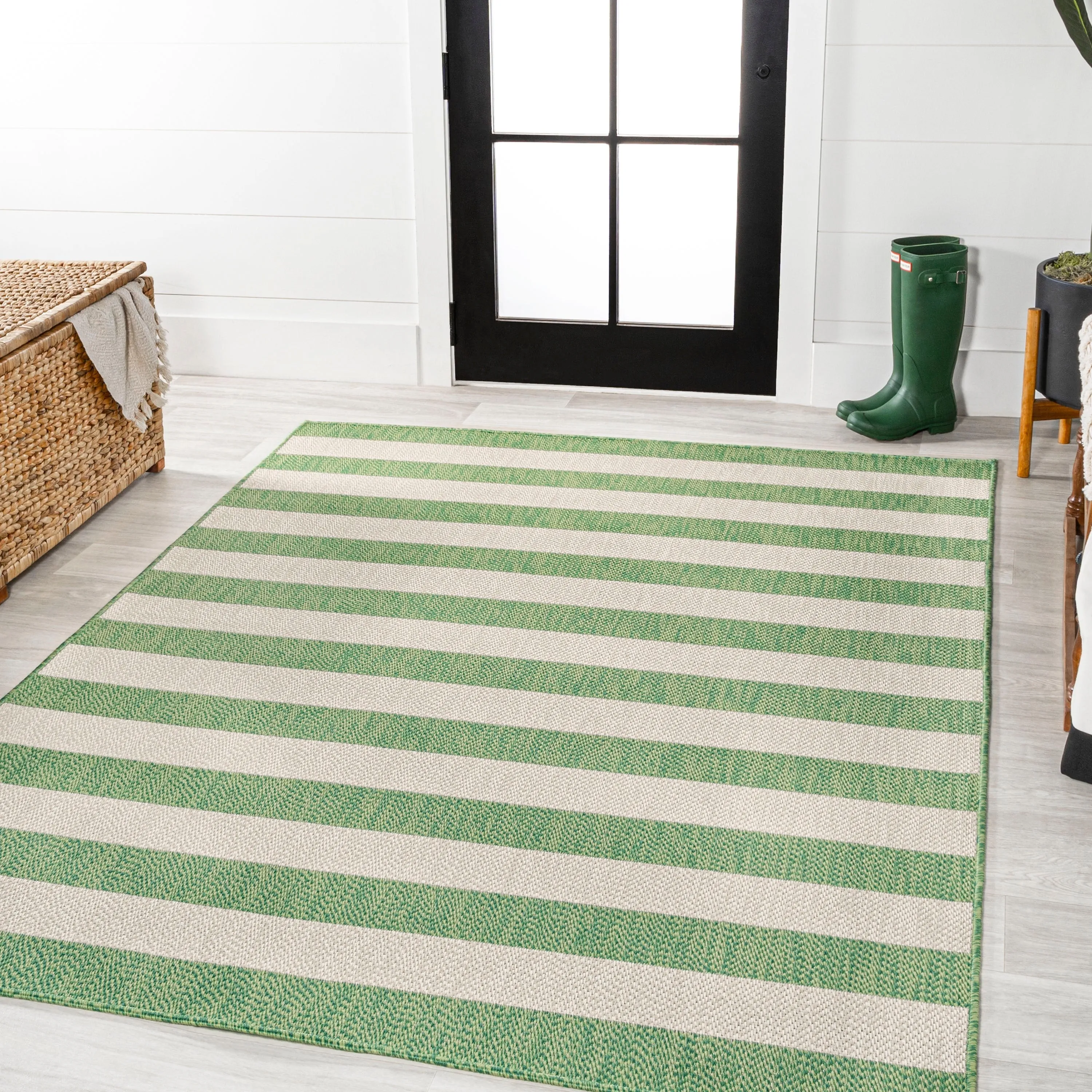 JONATHAN Y Vinales Two-Tone Wide Stripe Indoor/Outdoor Area Rug