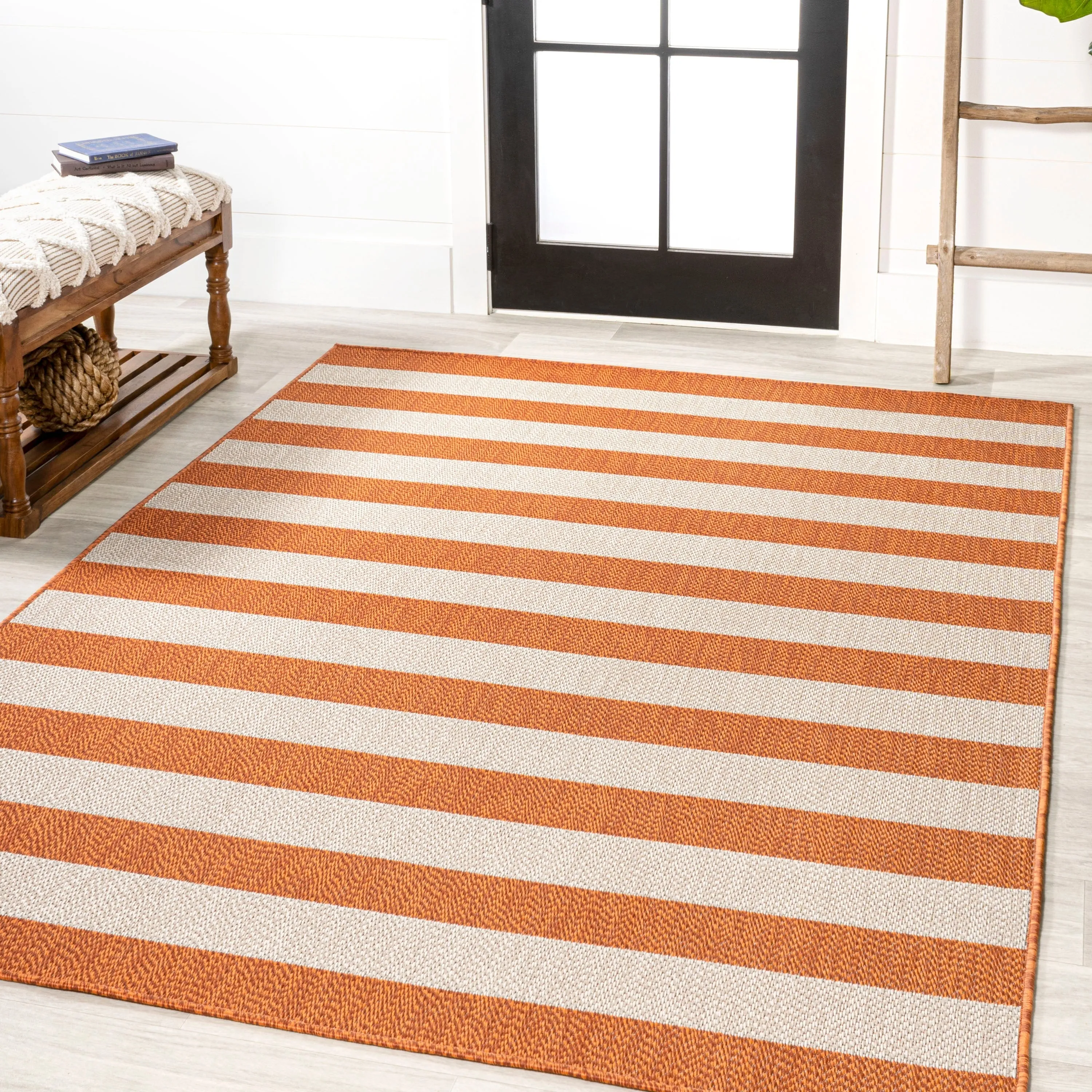 JONATHAN Y Vinales Two-Tone Wide Stripe Indoor/Outdoor Area Rug