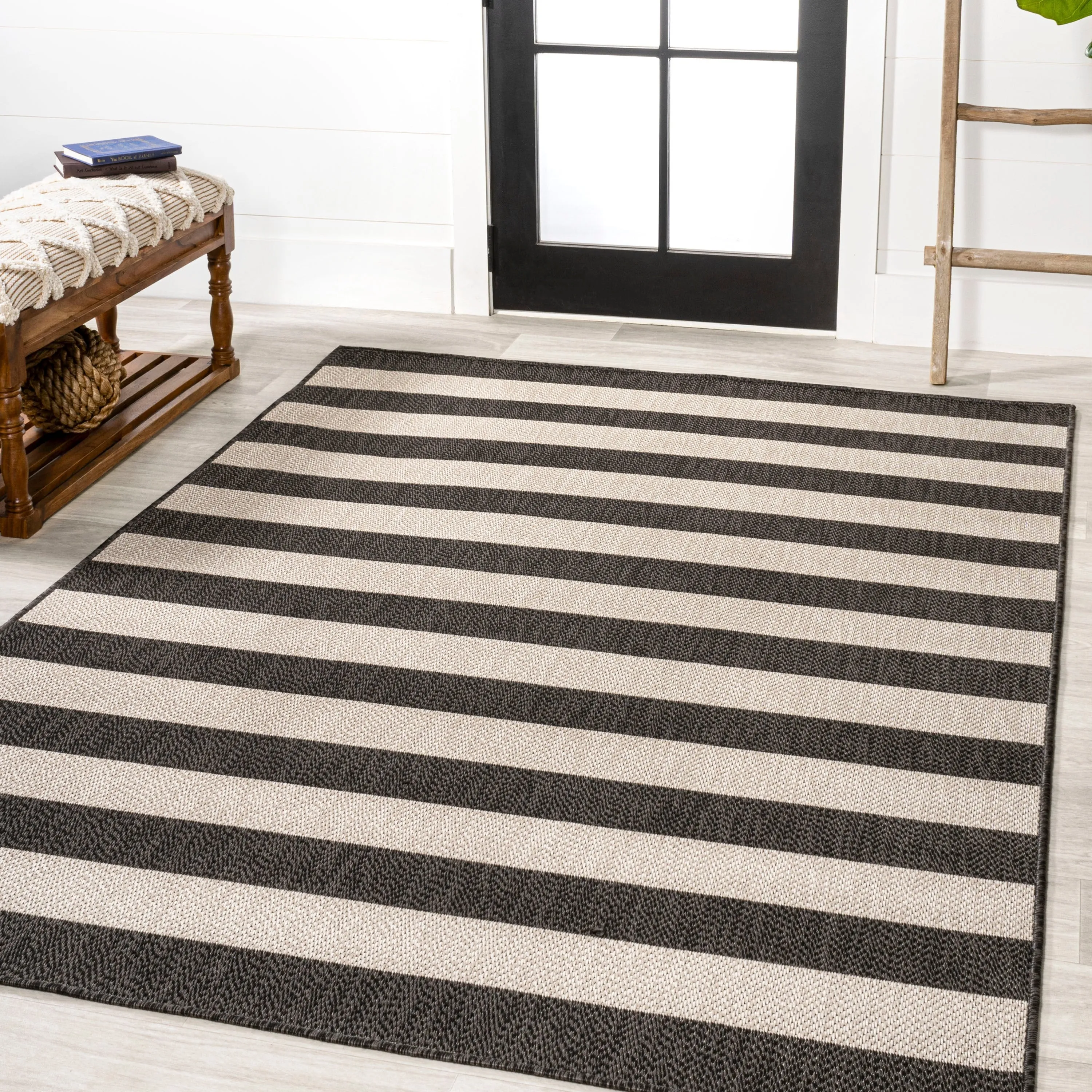 JONATHAN Y Vinales Two-Tone Wide Stripe Indoor/Outdoor Area Rug