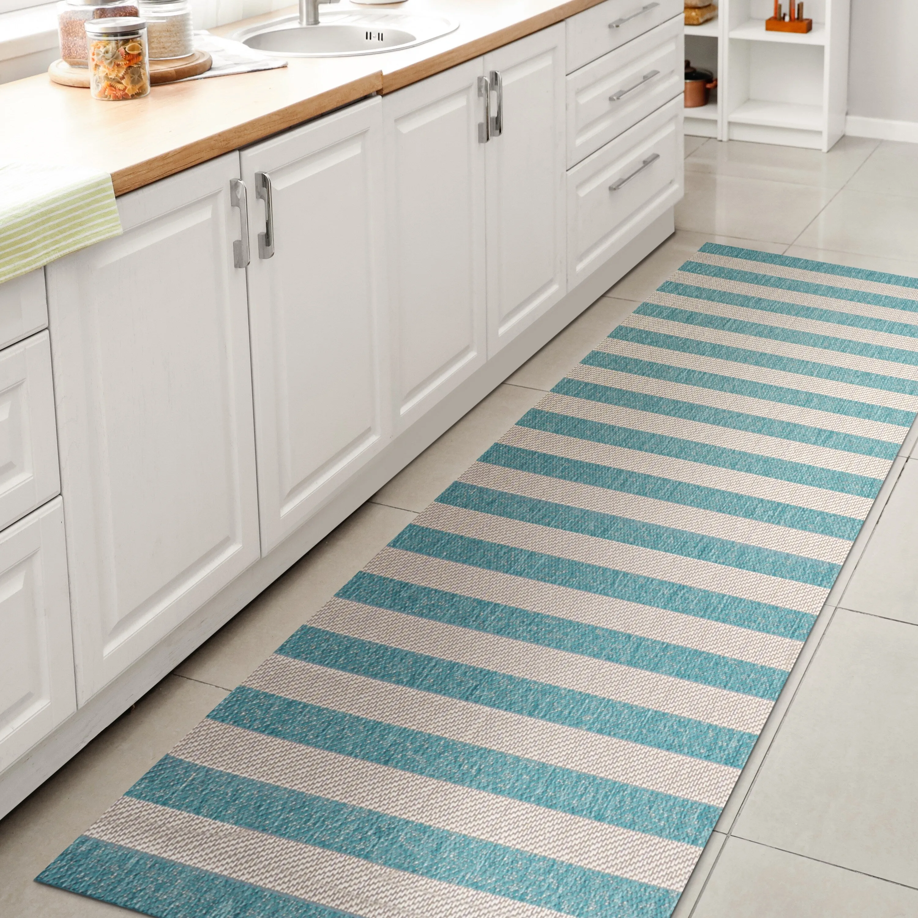 JONATHAN Y Vinales Two-Tone Wide Stripe Indoor/Outdoor Area Rug