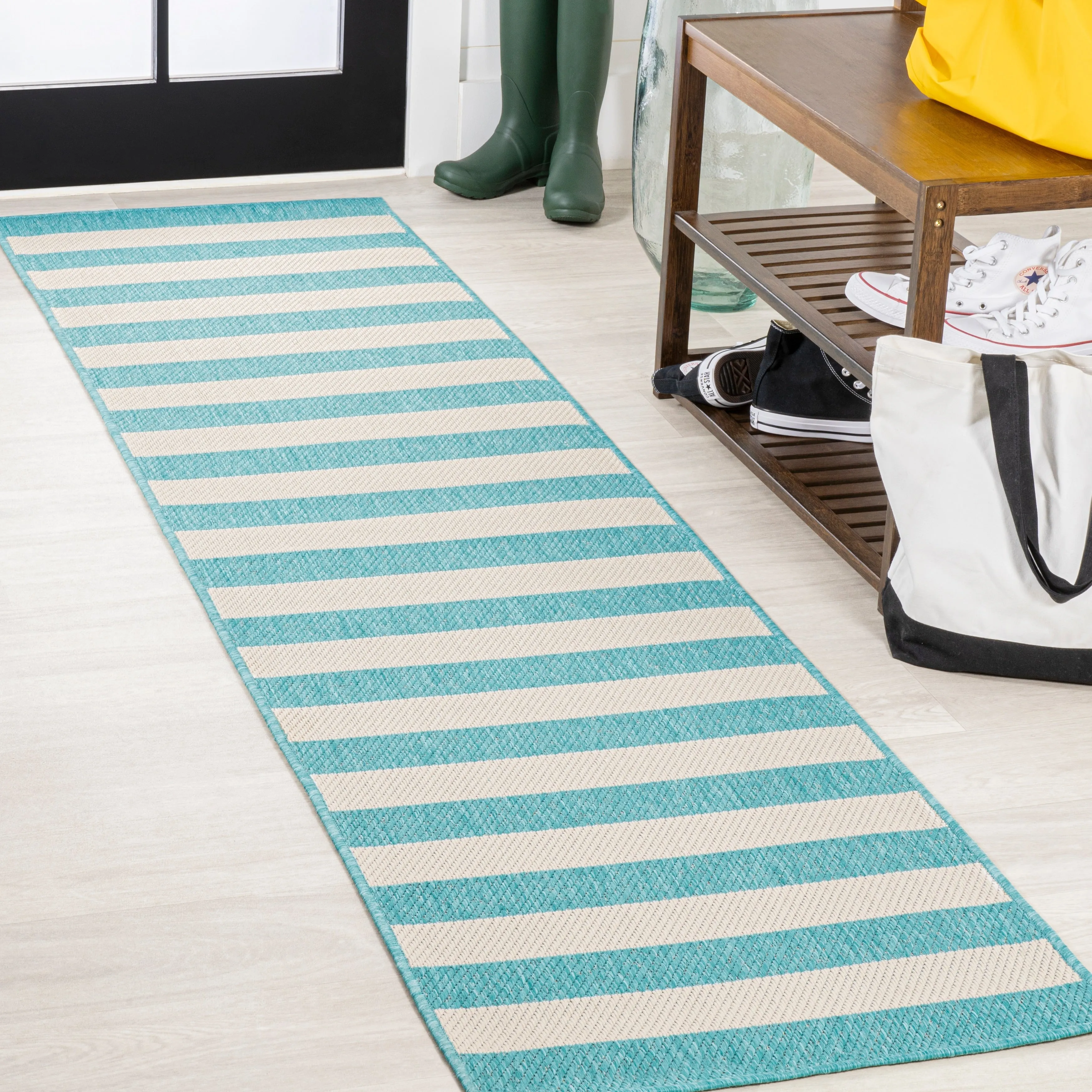 JONATHAN Y Vinales Two-Tone Wide Stripe Indoor/Outdoor Area Rug