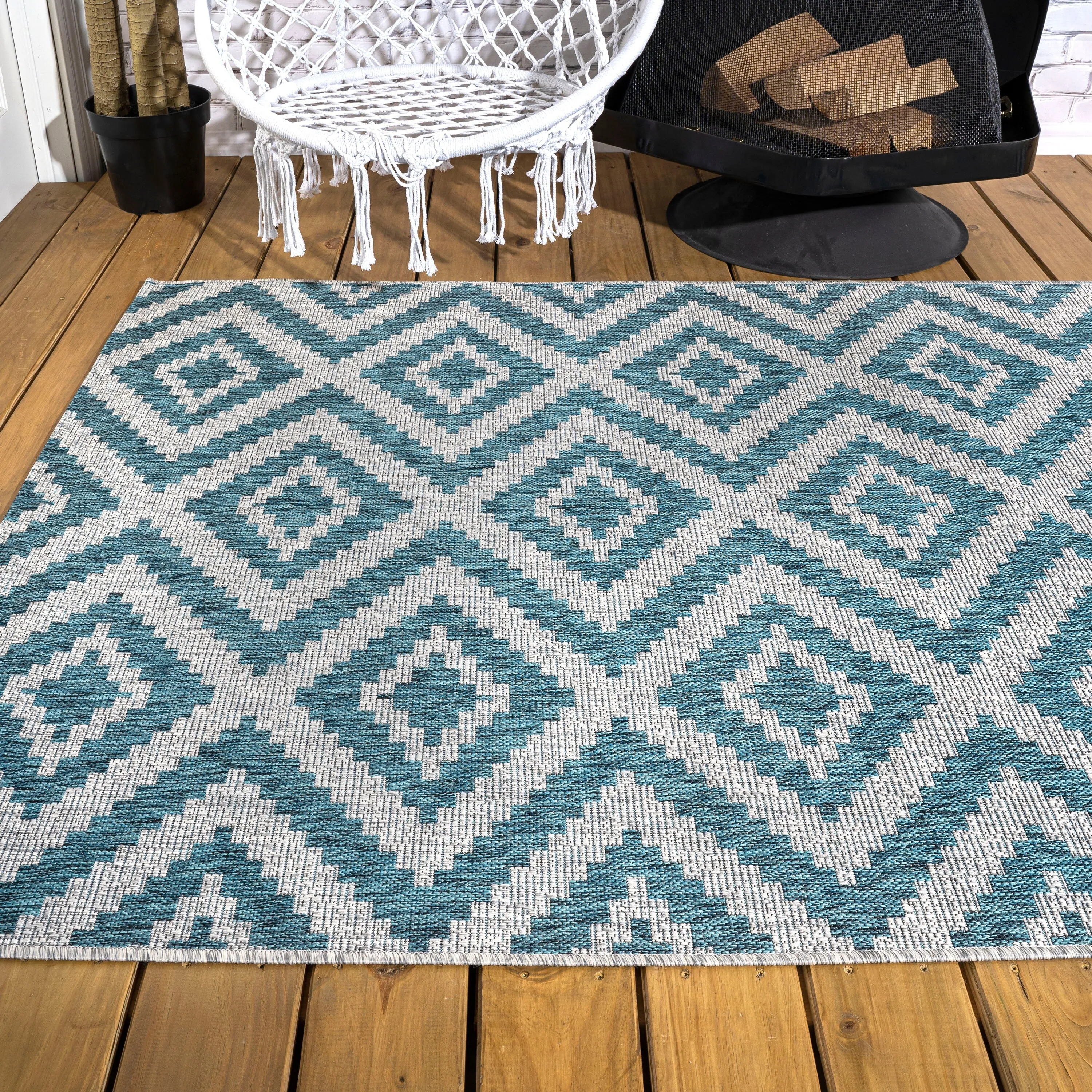 JONATHAN Y Vine Diamond Tribal Indoor/Outdoor Area Rug