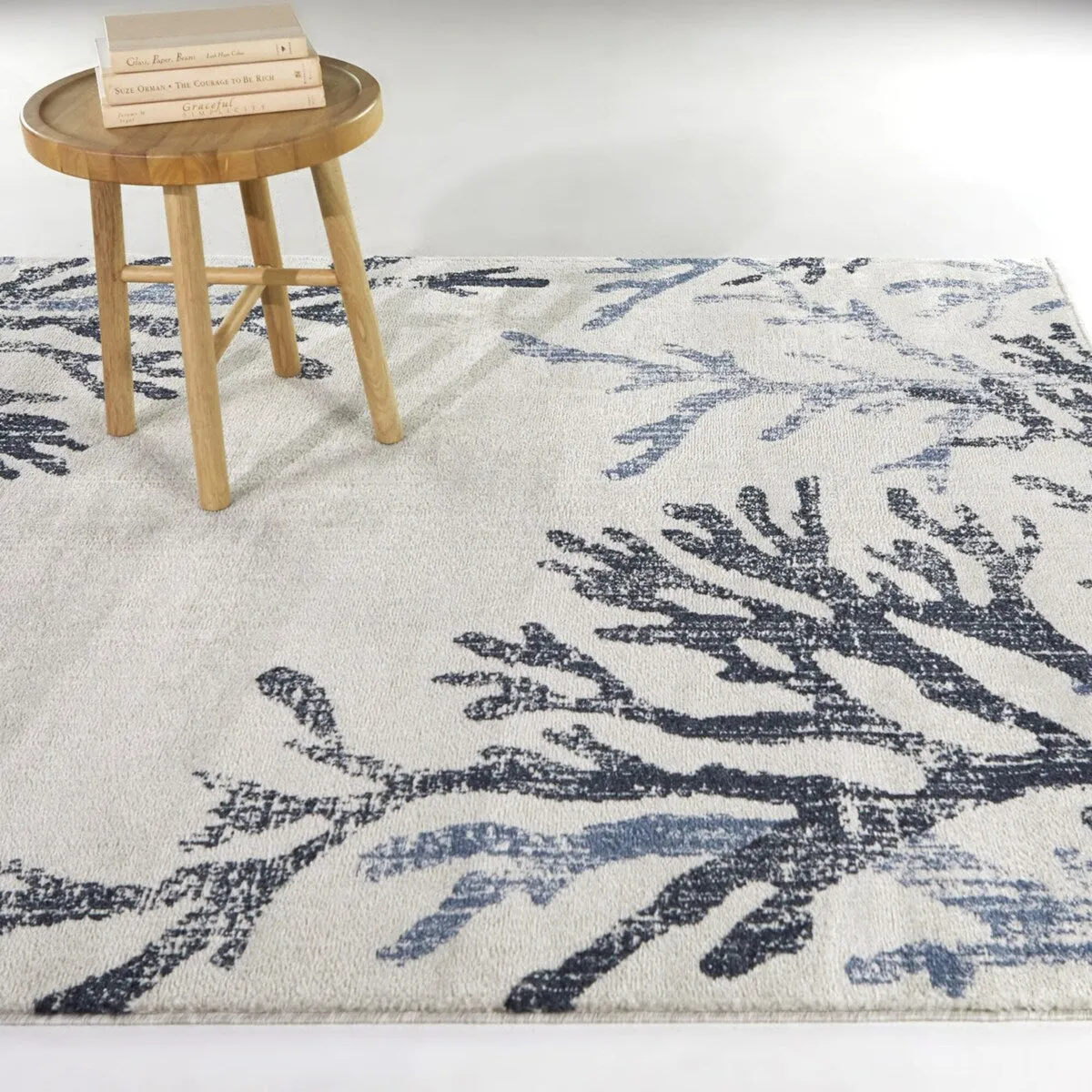 Kell Coastal Coral Print Area Rug