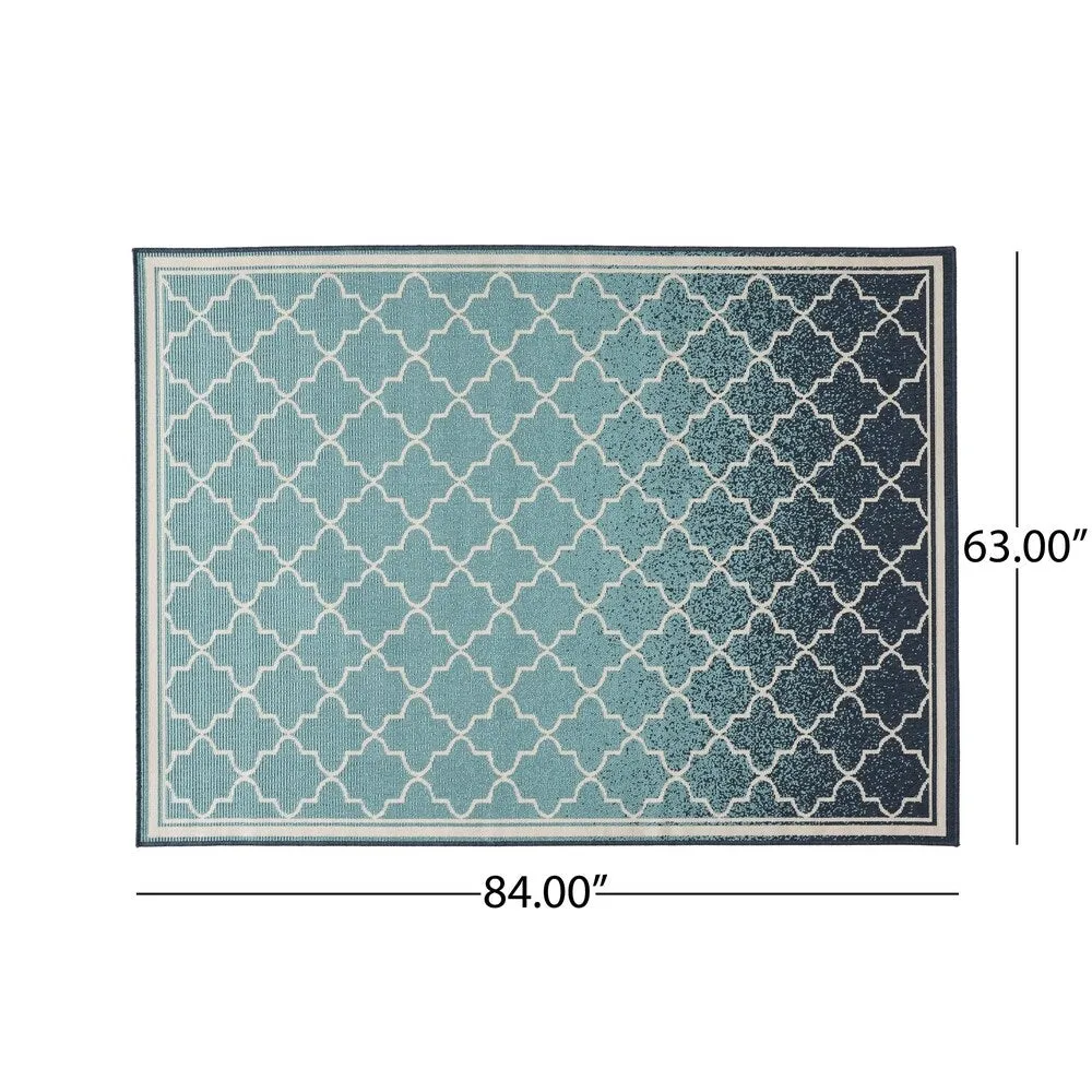 Laguna Outdoor Ombre Area Rug. Blue and Ivory by Christopher Knight Home