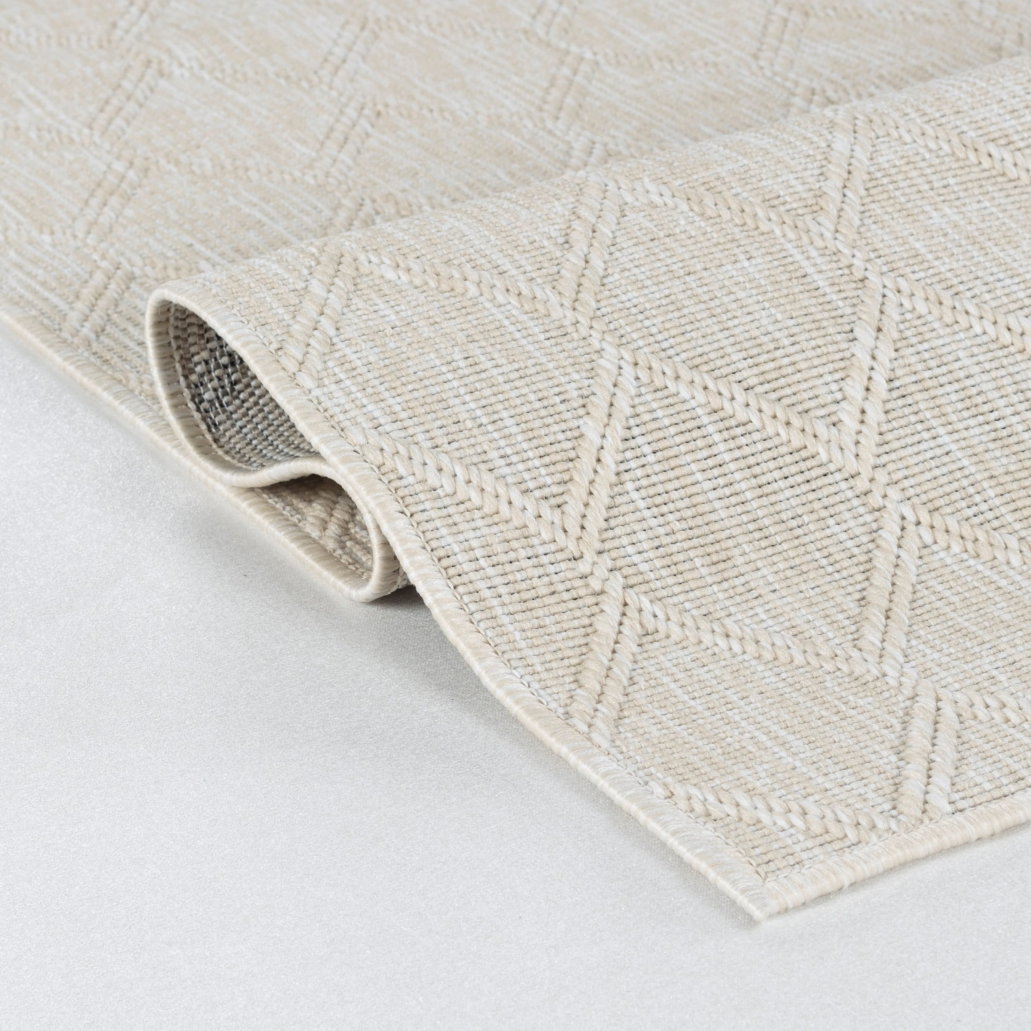 Larissa Collection Geometric Cream/White Indoor/Outdoor Area Rug
