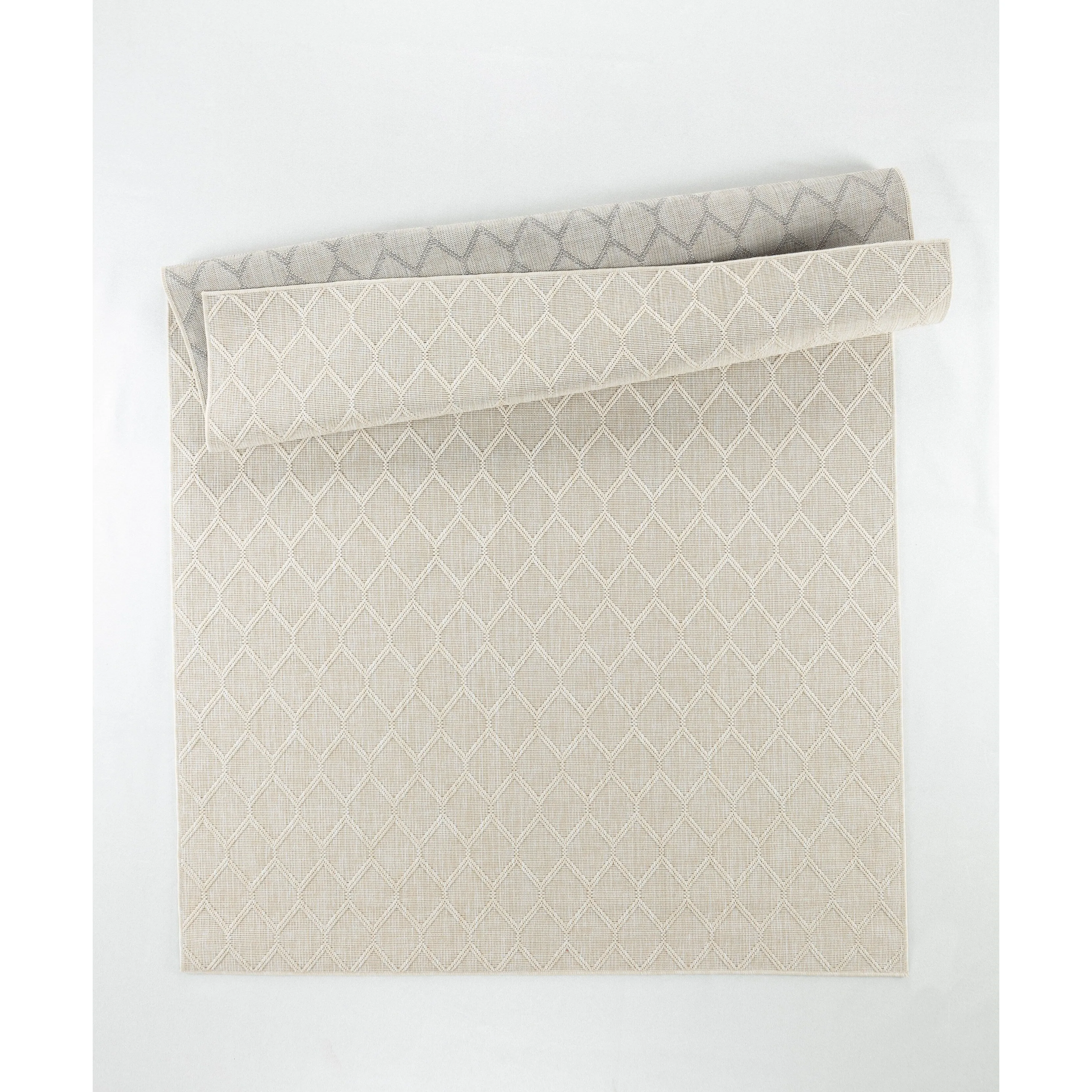 Larissa Collection Geometric Cream/White Indoor/Outdoor Area Rug