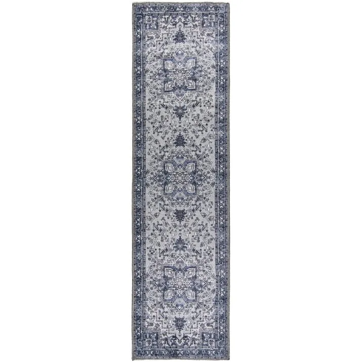 L'Baiet Jasmine Grey Distressed Machine Washable Rug